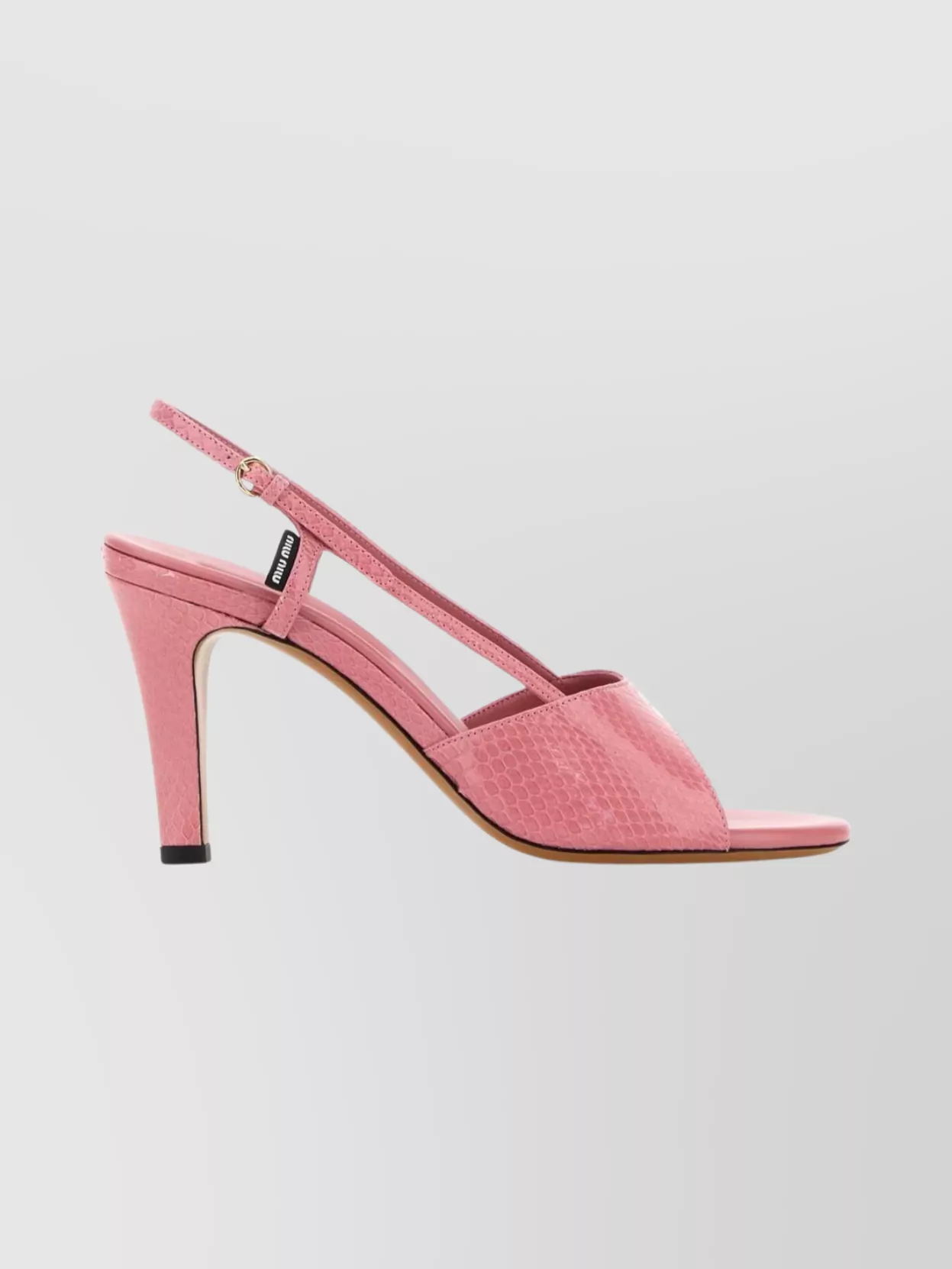 Miu Miu Leather Peep Toe Sandals With Textured Finish In Pink