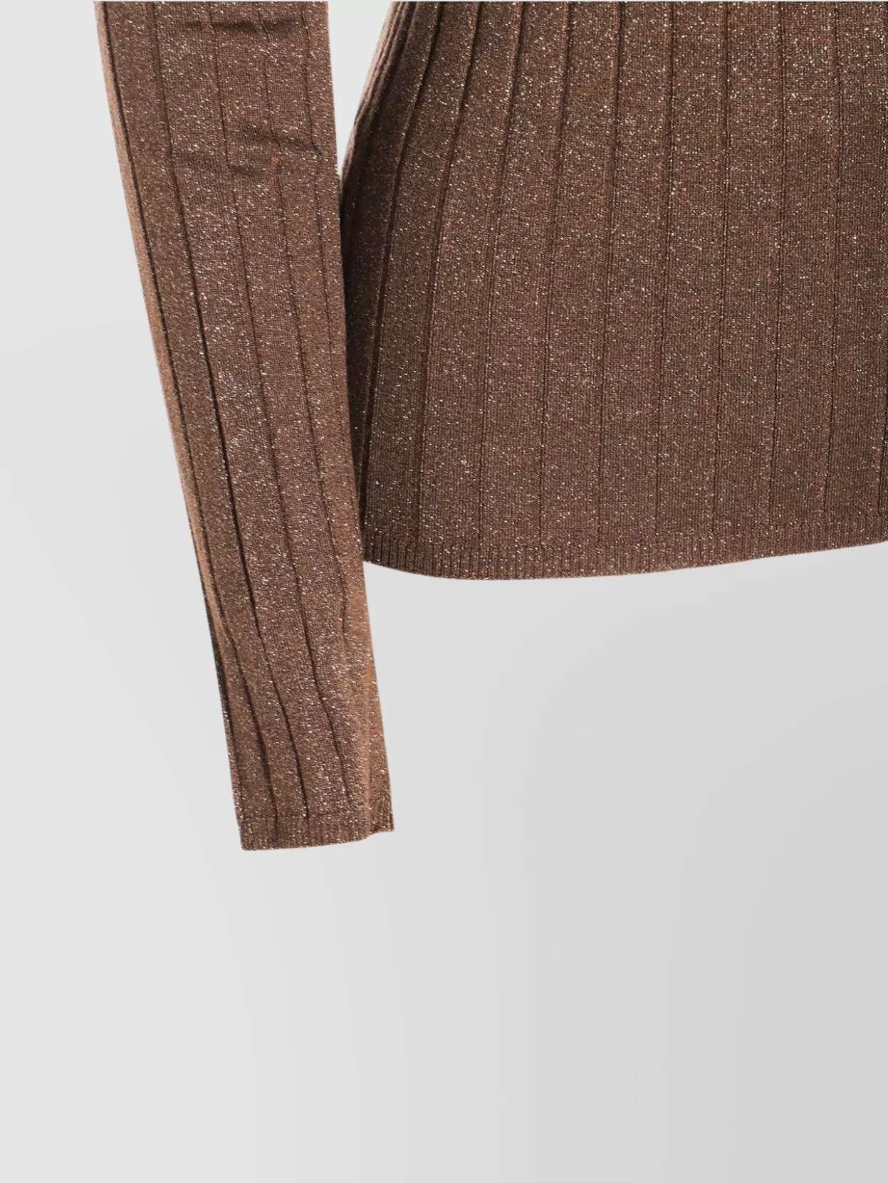 Brunello Cucinelli Metallic Ribbed Slim Fit Mock Neck