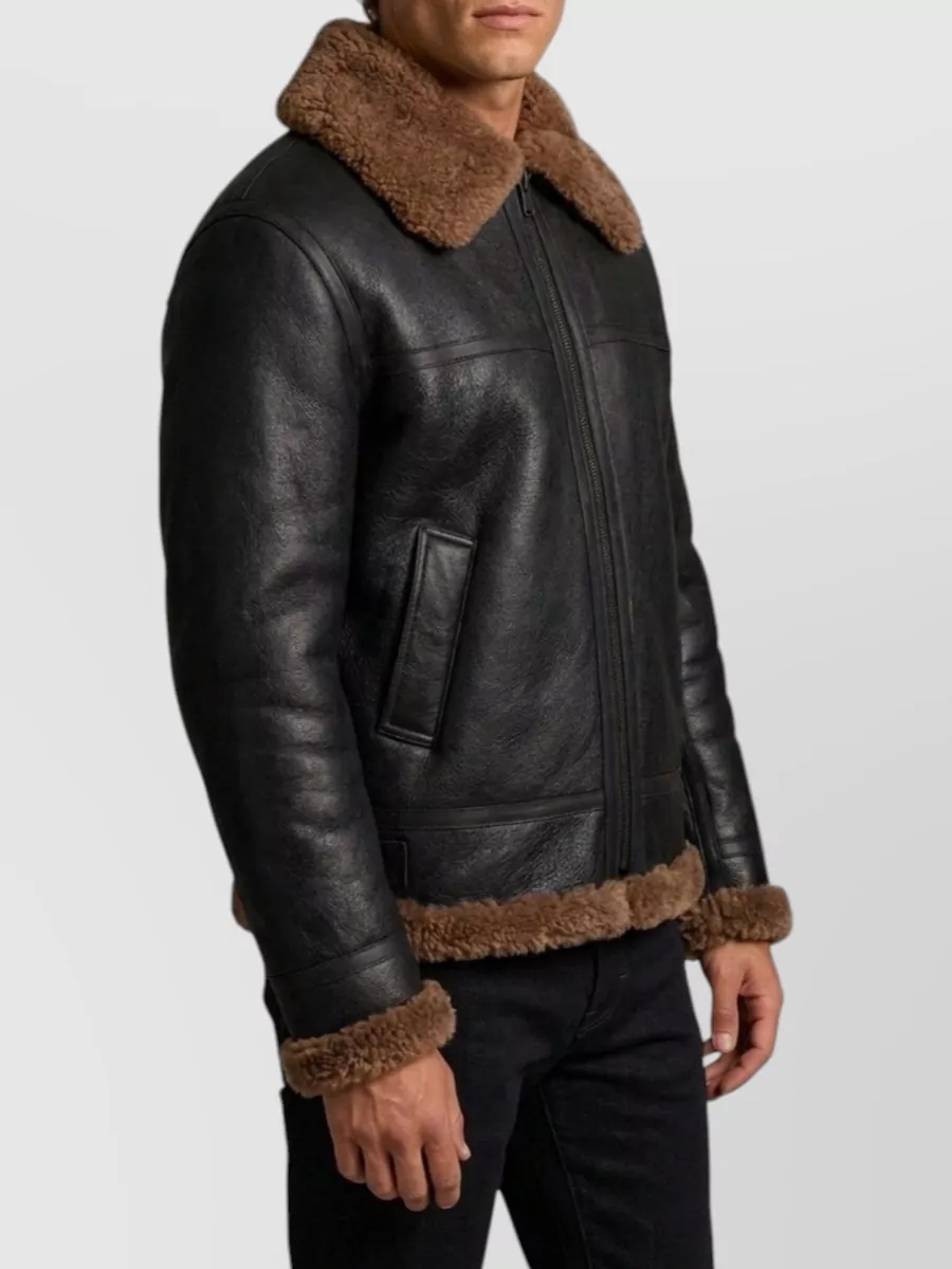 Saint Laurent Shearling Leather Biker Jacket