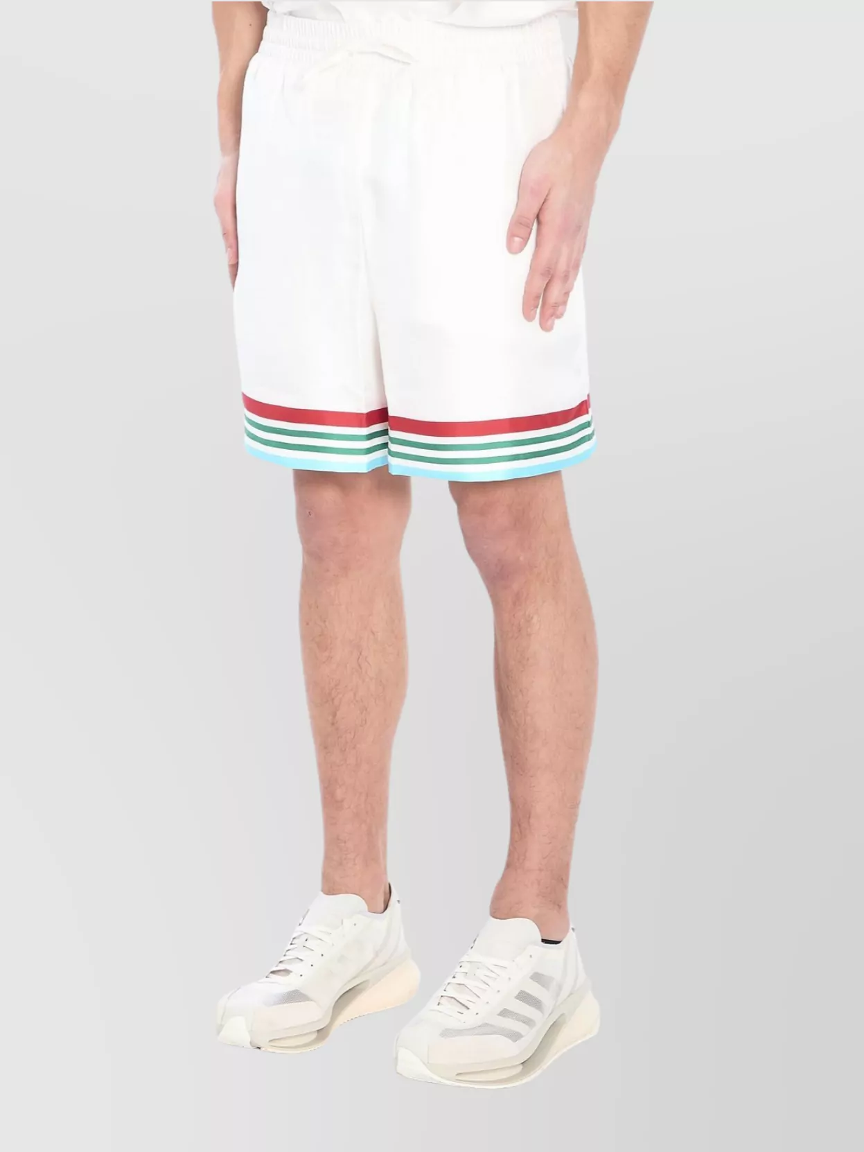Casablanca Mens Casa Way World Series Relaxed-fit Striped Silk Shorts In White