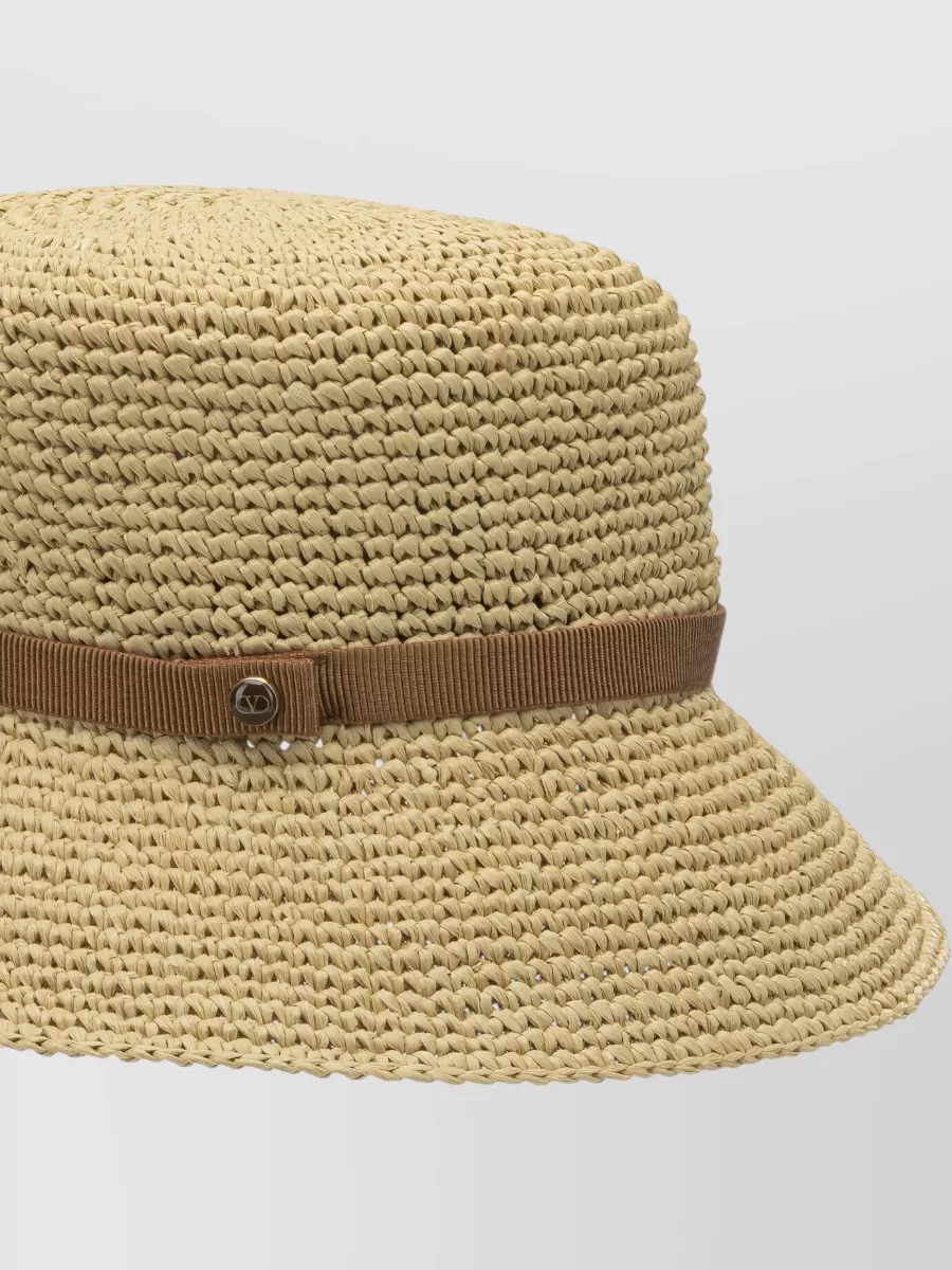 Valentino Garavani Wide Brim Ribbon Detail Woven Hat