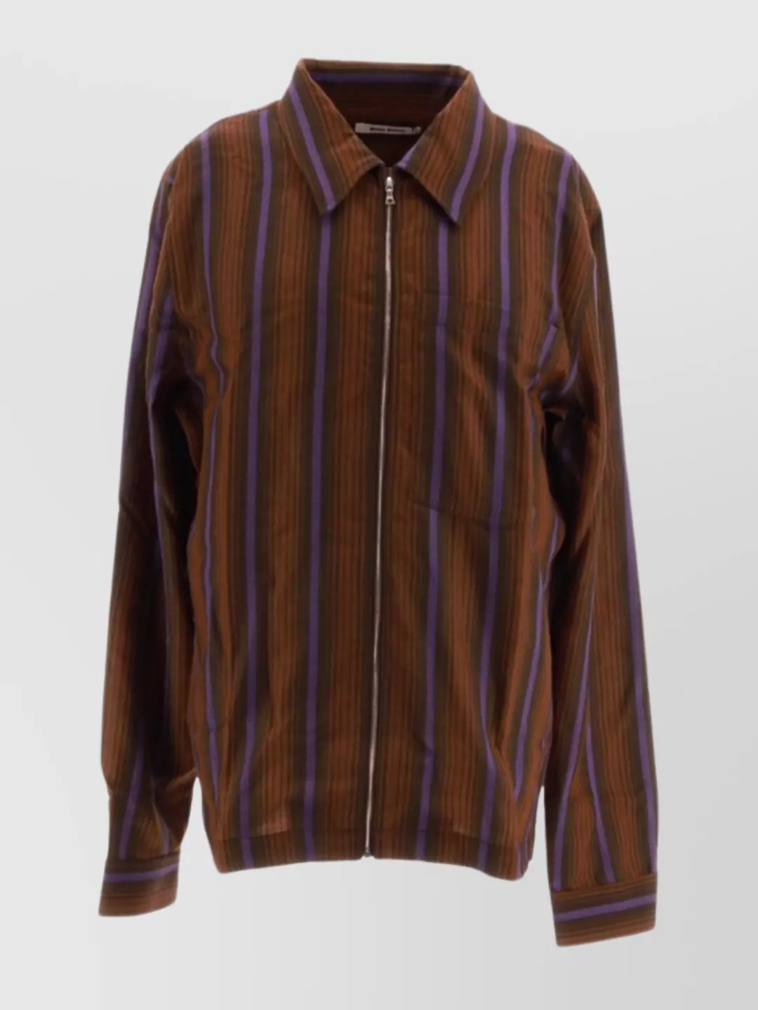 Shop Wales Bonner Striped Pattern Zip Shirt