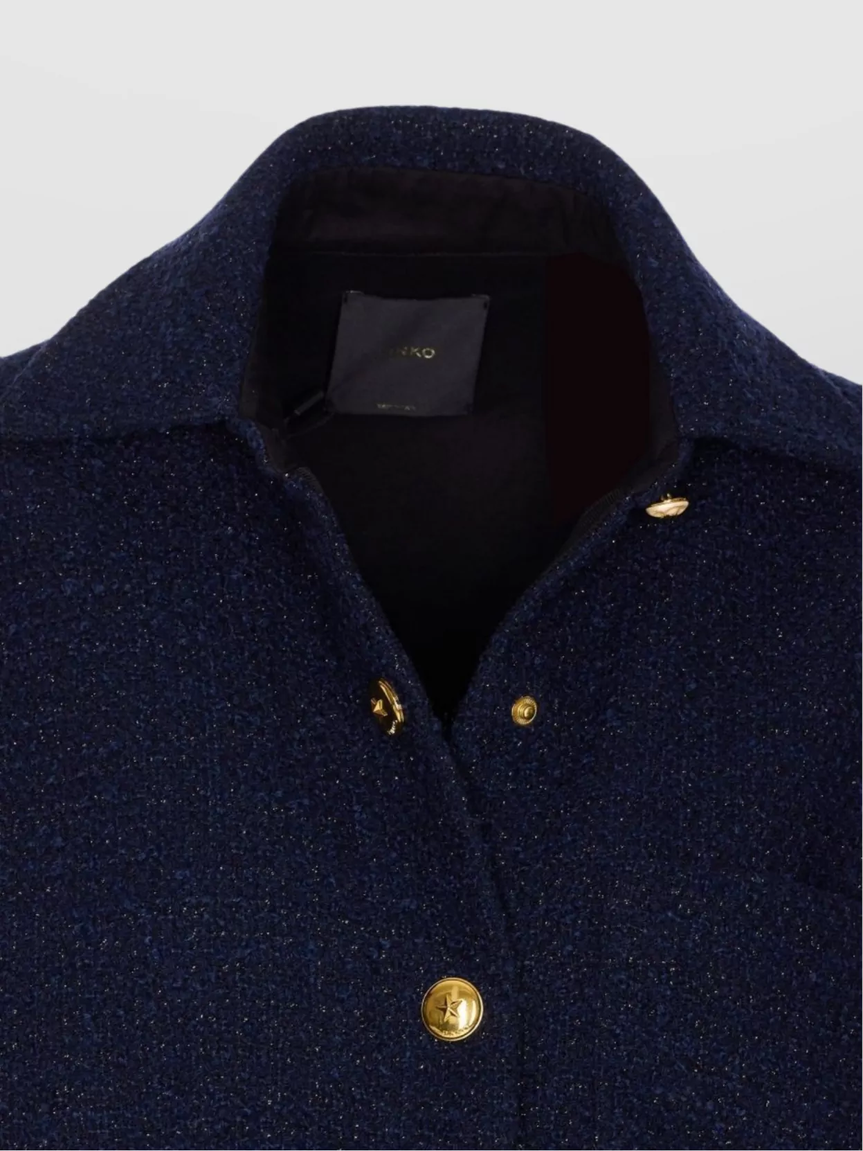 Pinko Shiny Metallic Textured Jacket With Gold Buttons