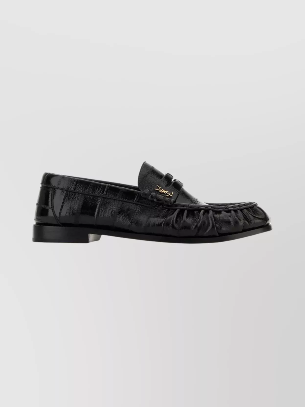 Saint Laurent Round Toe Leather Loafers With Textured Finish In Multi