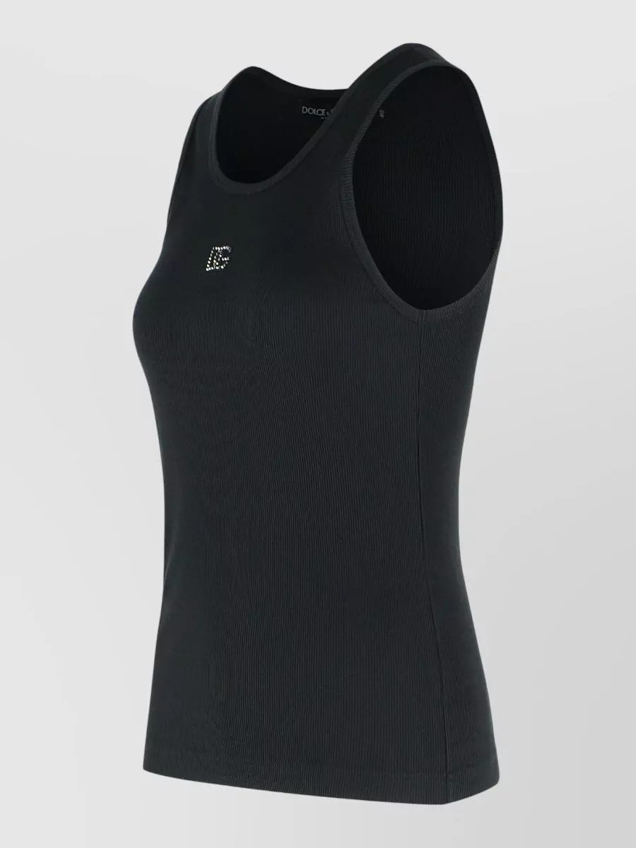 Dolce&Gabbana Tank Top Textile Blend Ribbed Texture