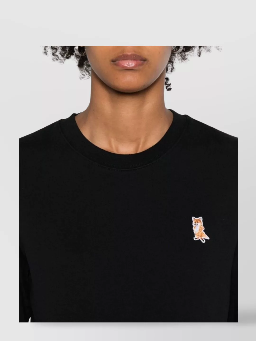 Maison Kitsuné Fox Embroidered Cotton Sweatshirt With Crew Neck