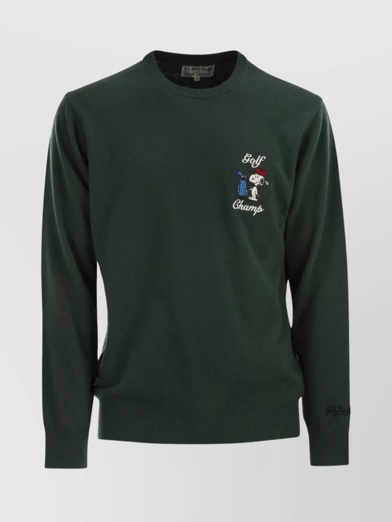 Mc2 Saint Barth Crew Neck Sweatshirt With Long Sleeves And Embroidery In Green