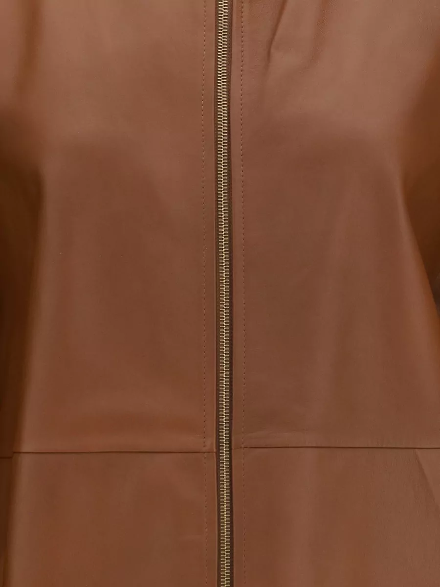 Max Mara Lamb Leather Hooded Oversized Coat