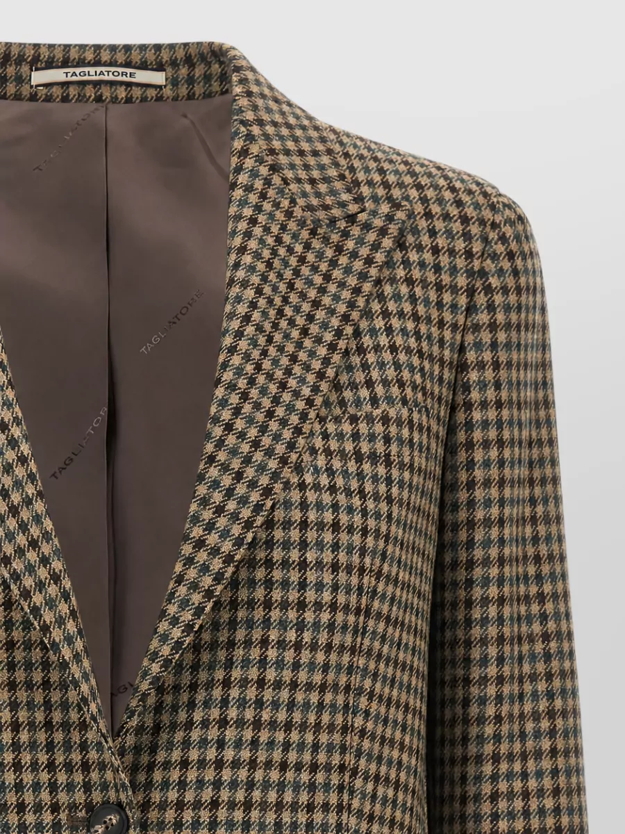 Tagliatore wool houndstooth single-breasted blazer