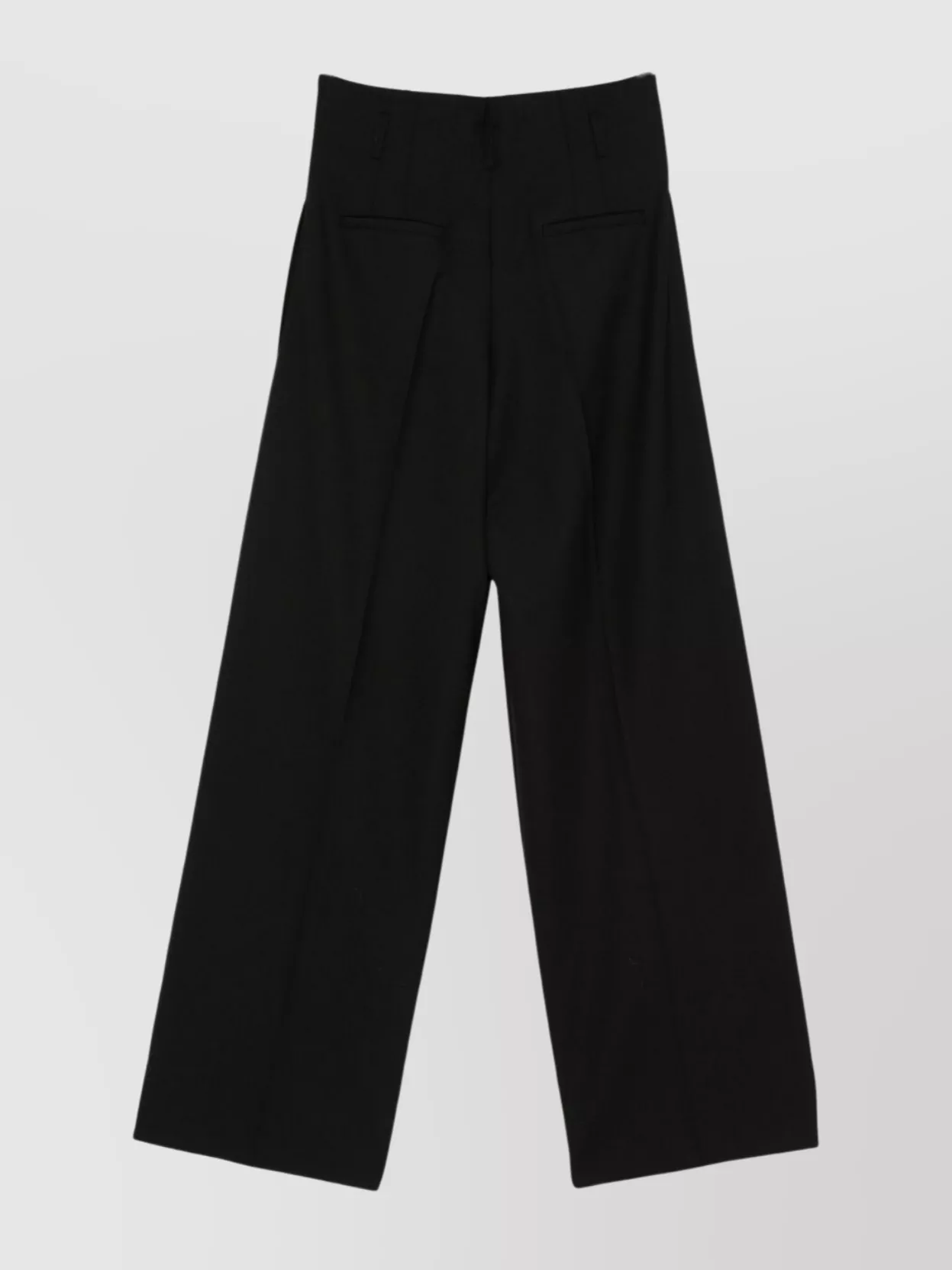 Semicouture Wide Leg Pleated Trousers With Belt Loops In Black