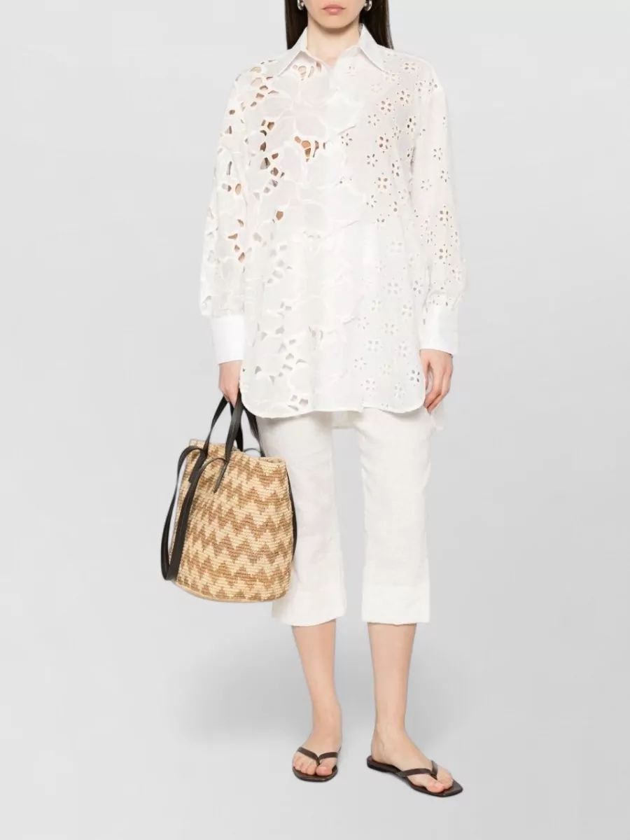 Ermanno Scervino Floral Appliqué Broderie Anglaise Shirt