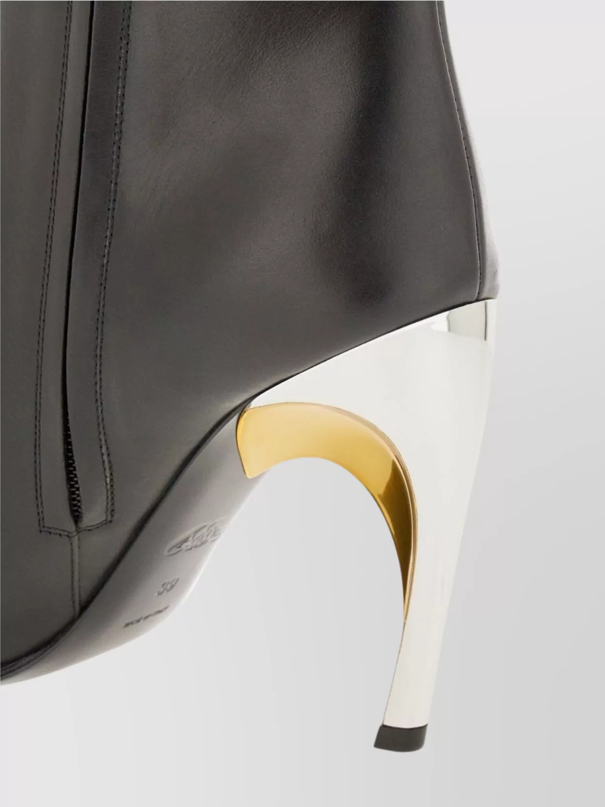 Alexander Mcqueen Leather Ankle Boots Metallic Heel Accent