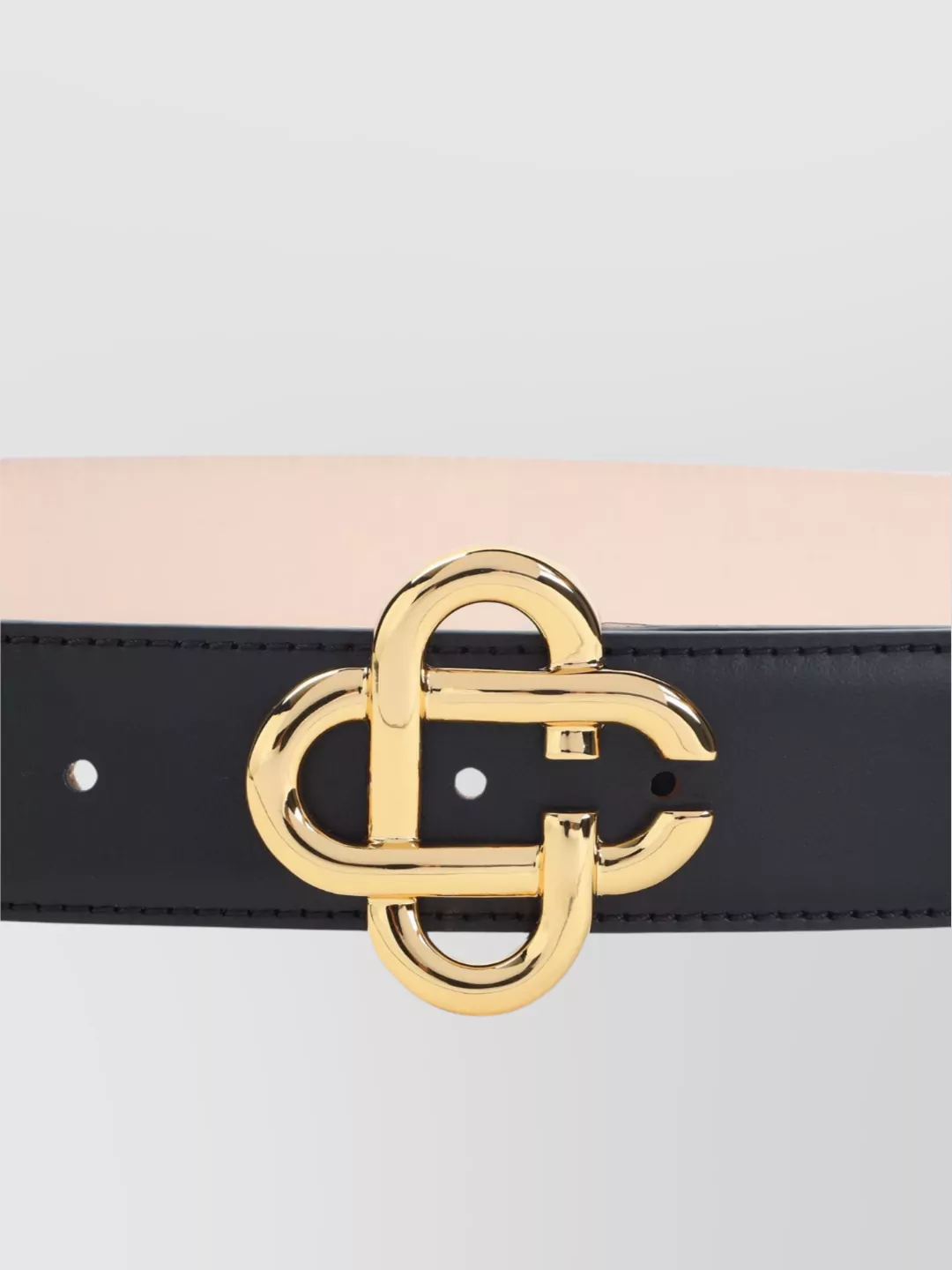 Casablanca Adjustable Goat Leather Belt With Golden Logo Buckle