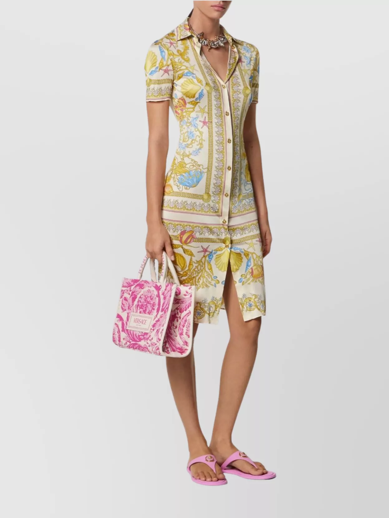 Versace Barocco Underwater Midi Shirt Dress