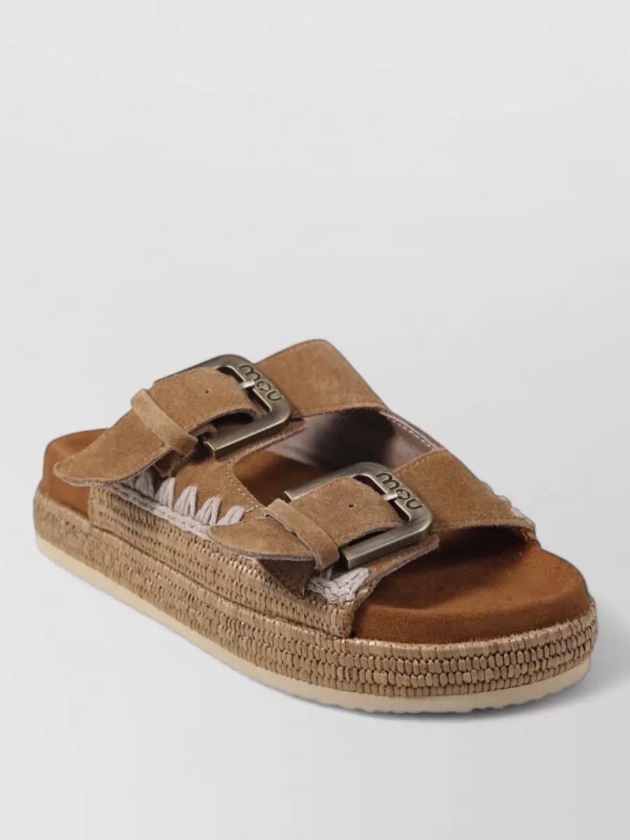 Mou leather two buckle sandals
