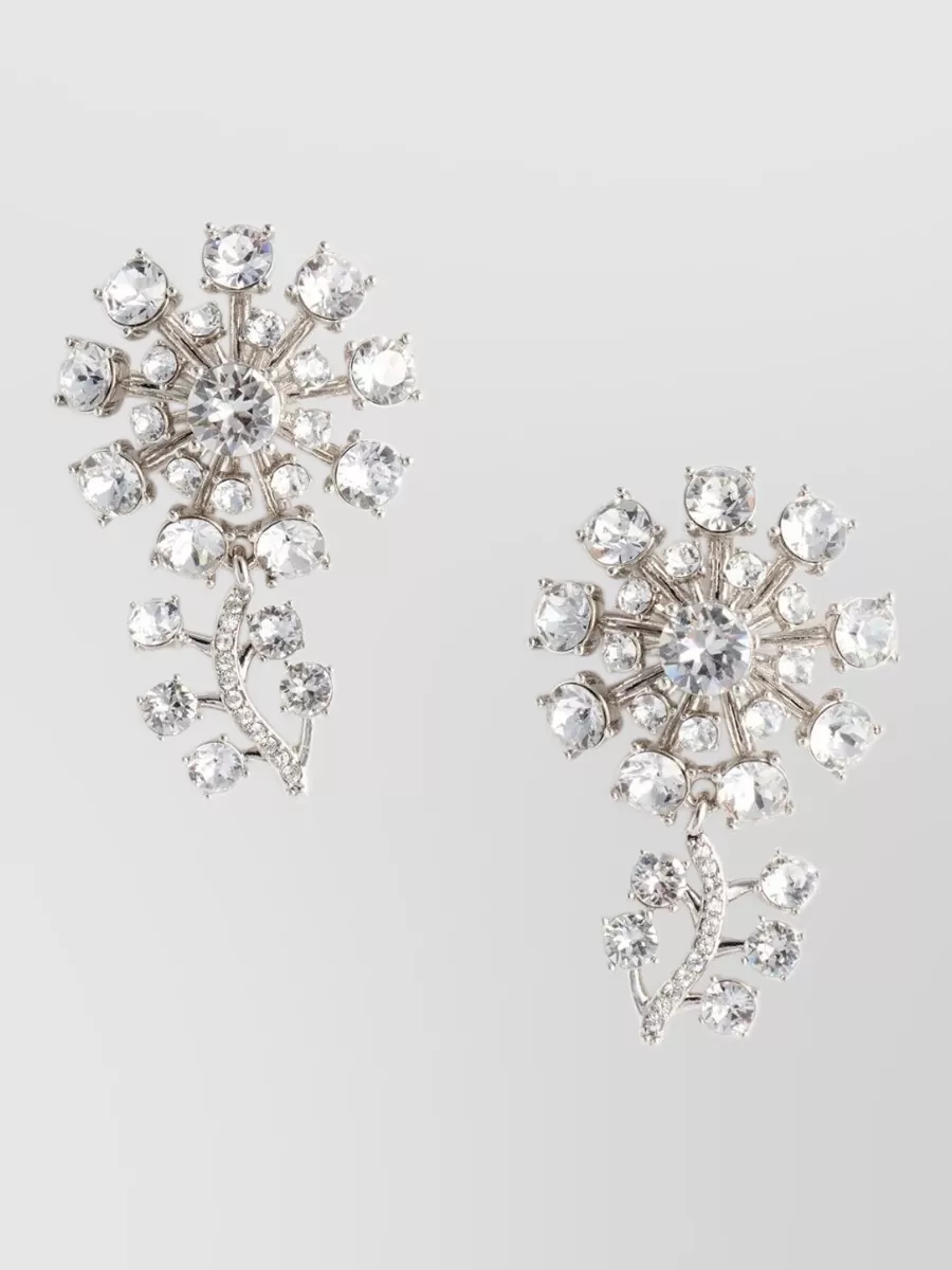 Self-Portrait crystal-embellished flower stud earrings
