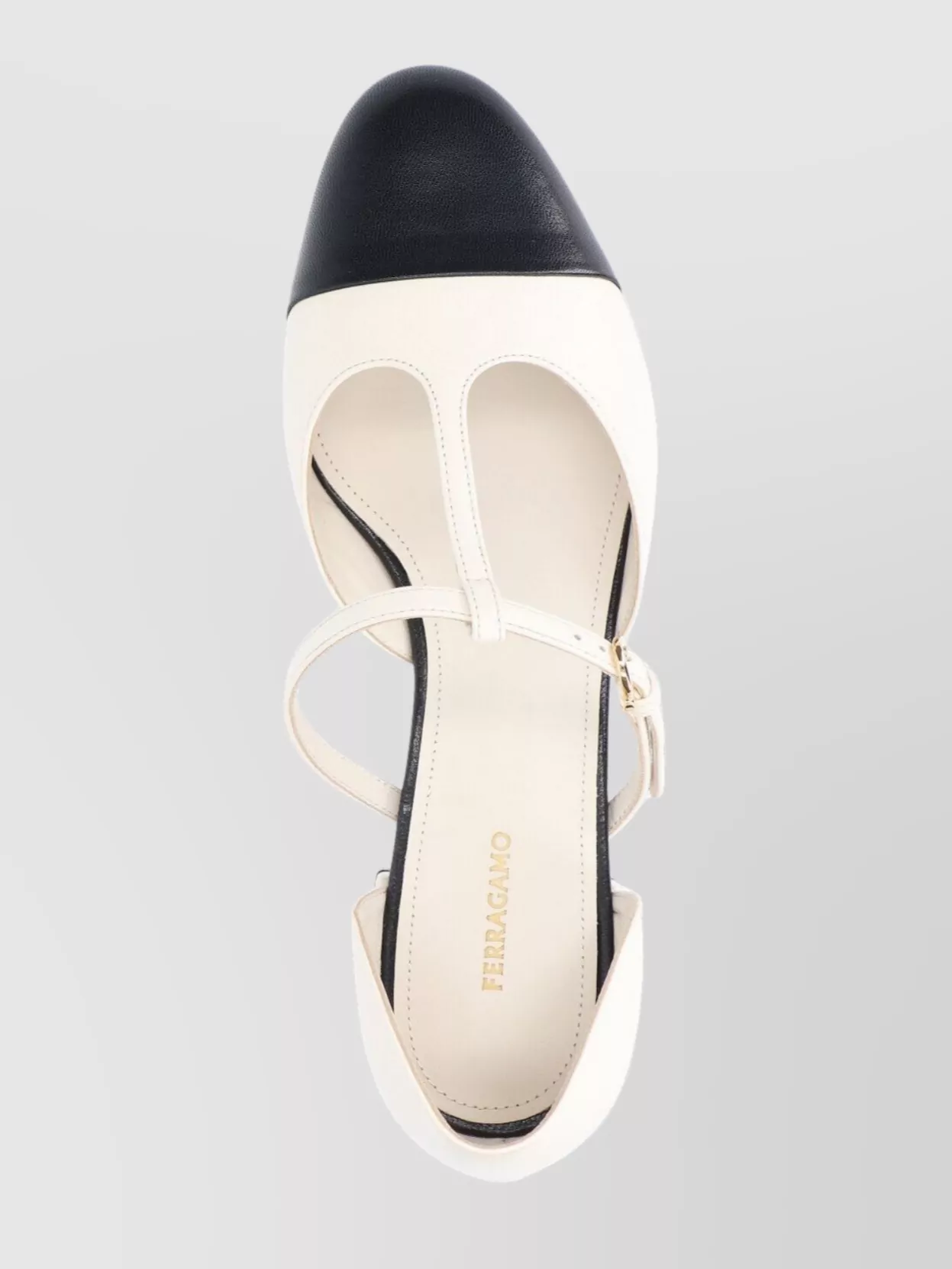 Ferragamo Block Heel T-Bar Strap Ballerina Shoes