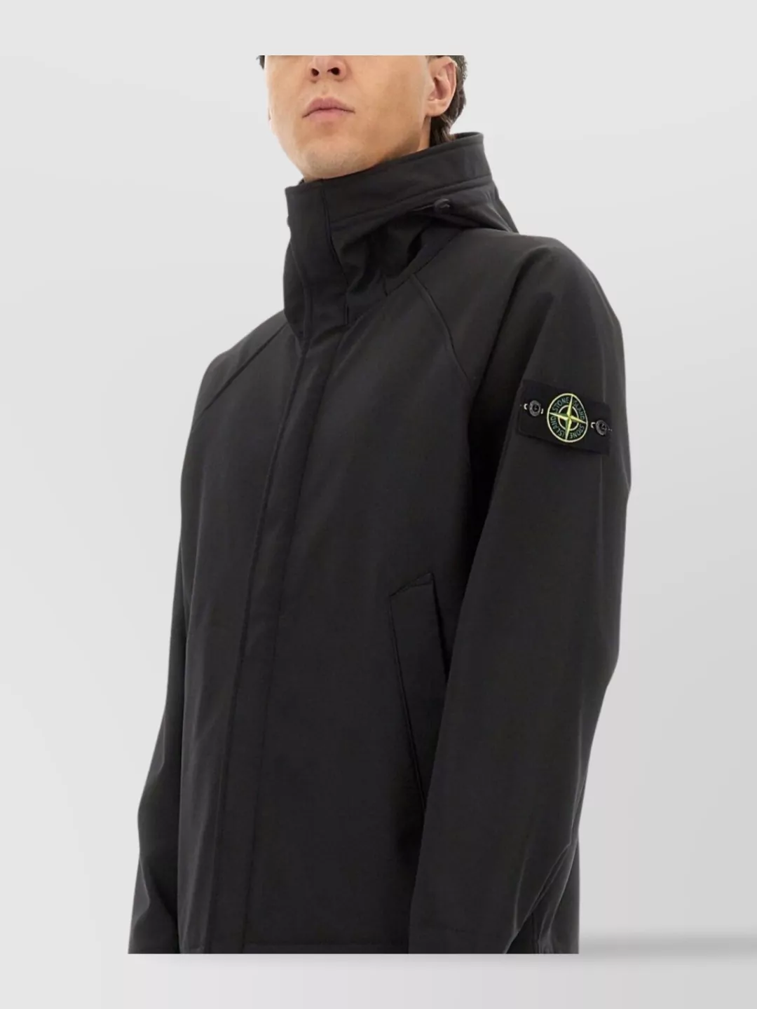 Stone Island Versatile Hooded Jacket Adjustable Features In Black