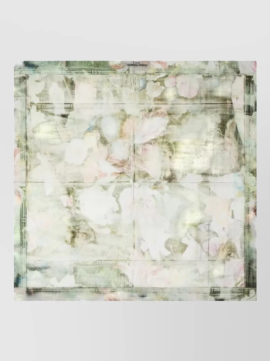 Maison Margiela Rectangular Lightweight Scarf Soft Floral Pattern In Green