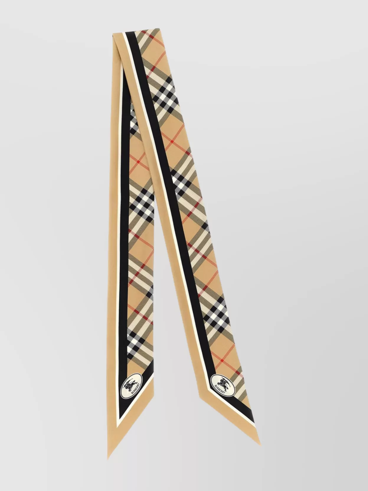 Burberry Long Plaid Silk Bandeau With Pointed Ends