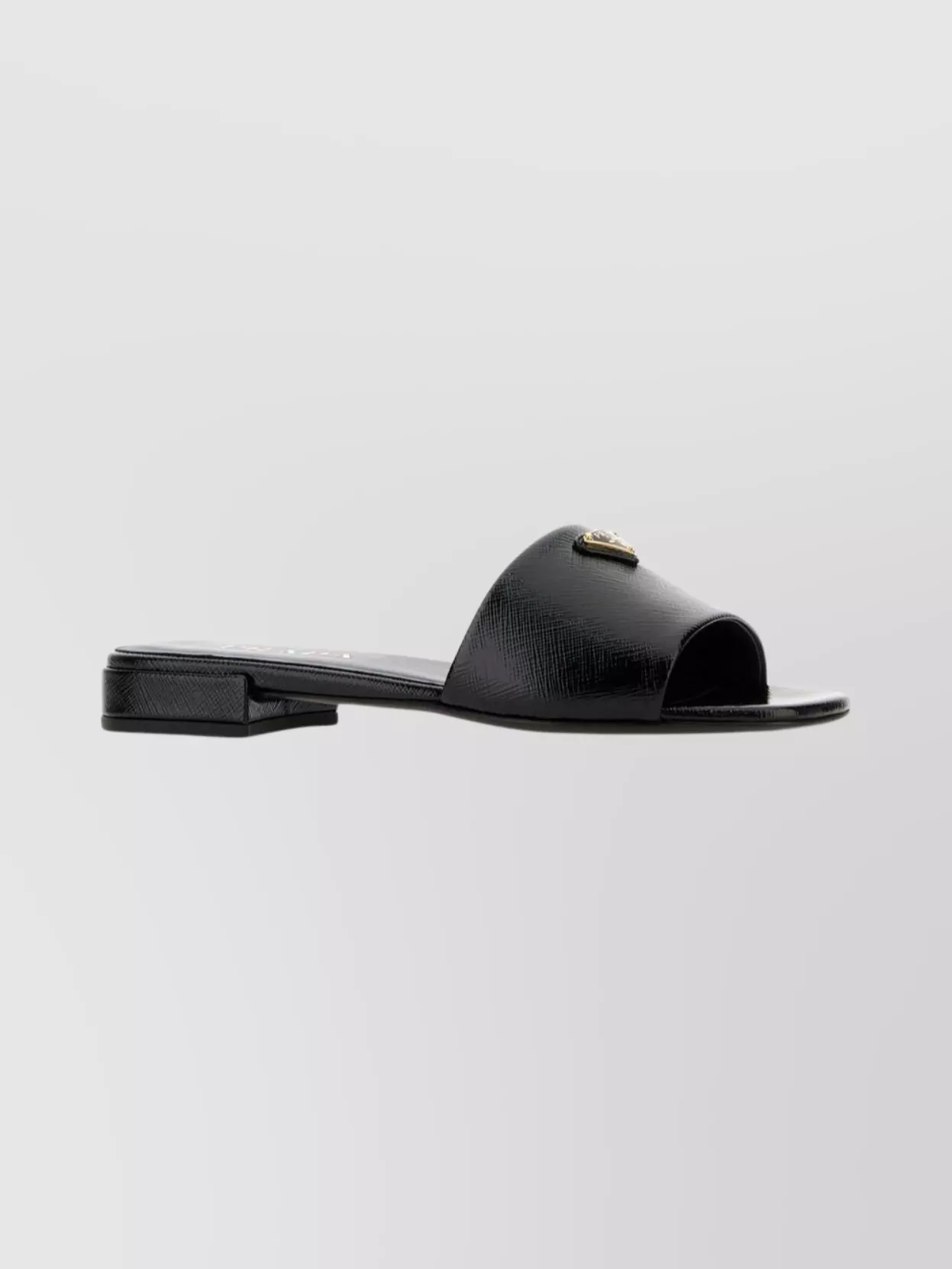 Prada Leather Open Toe Flat Sole Slides In Multi