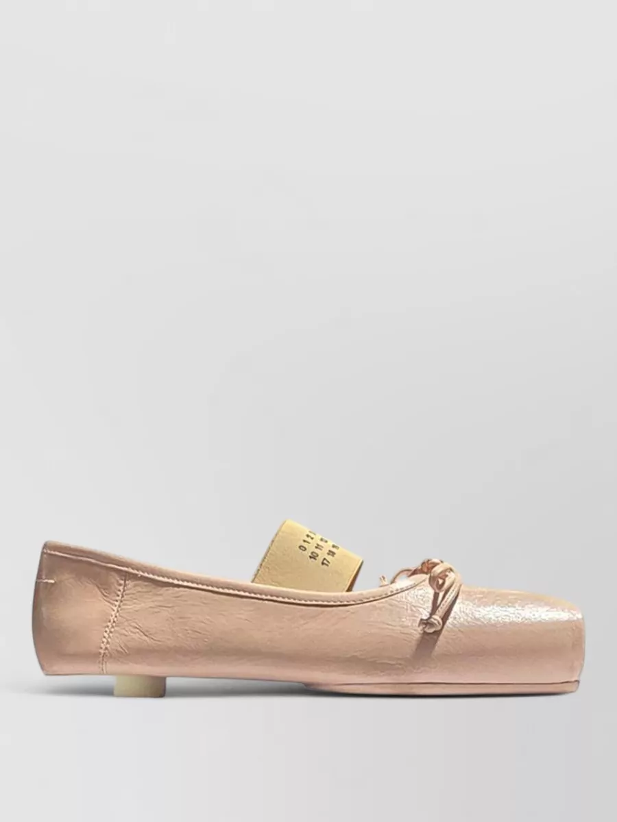 Mm6 Maison Margiela Leather Square-Toe Ballerina Flats