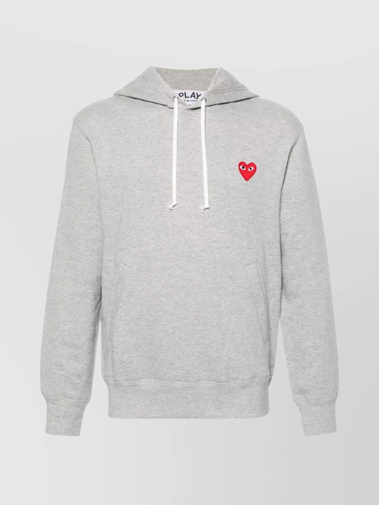 Comme Des Garçons Logo Cotton Hoodie With Drawstring Hood In Gray