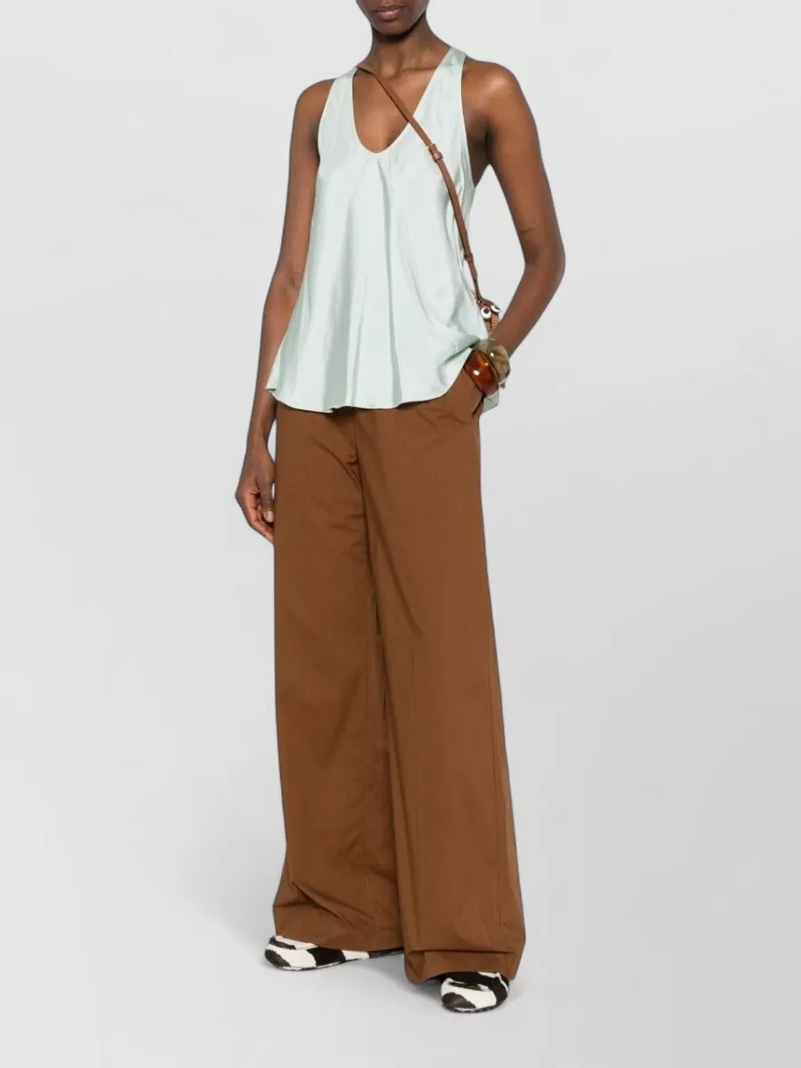 Forte Forte V-Neck Sleeveless Twill Tank Top