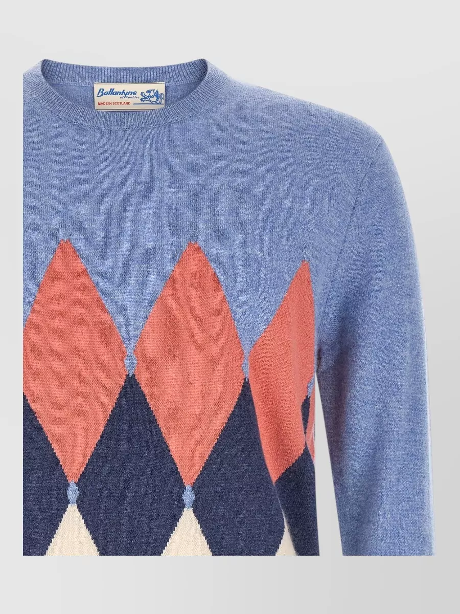 Ballantyne Cashmere Diamond Intarsia Crew Neck Sweater