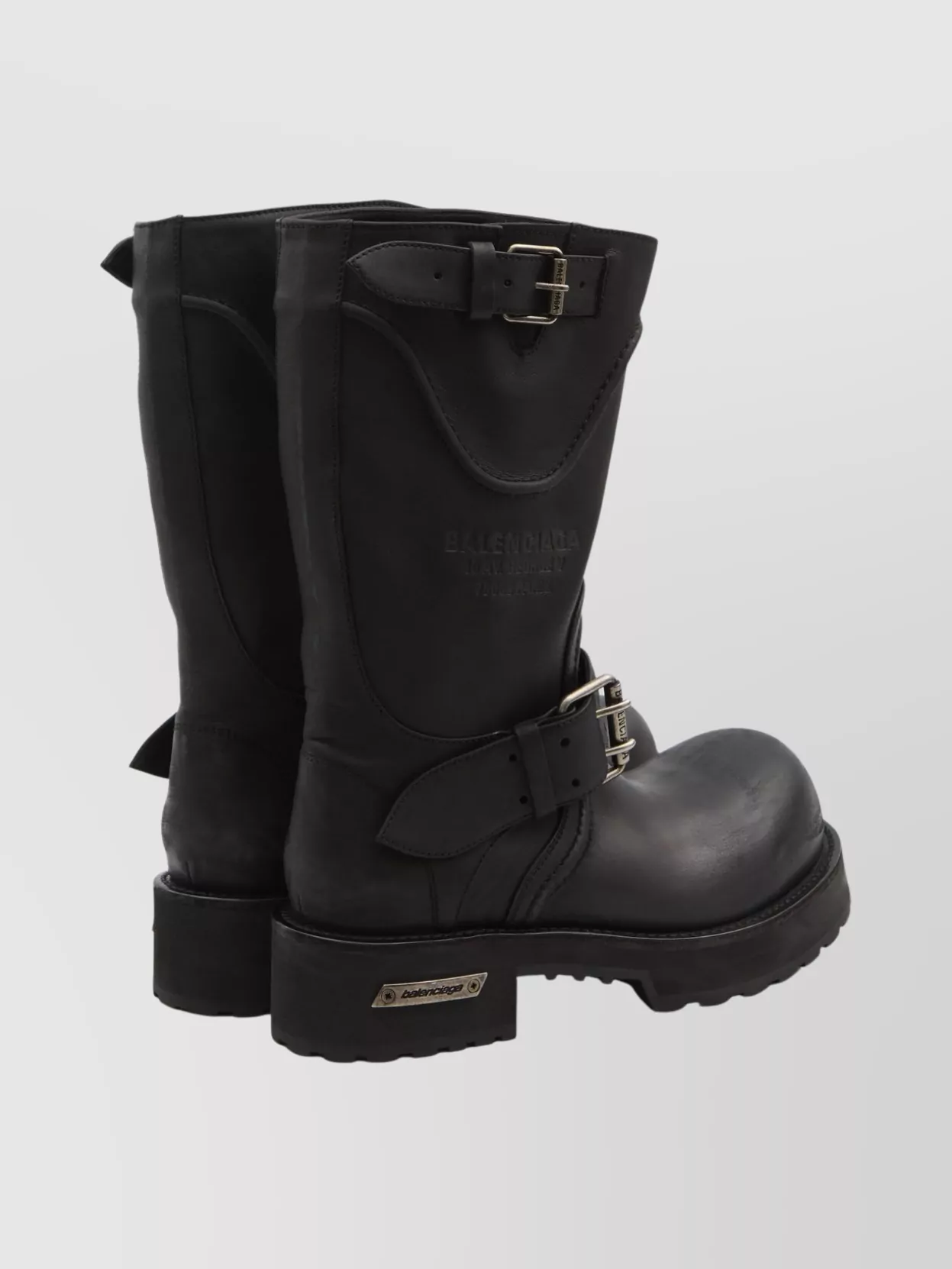 Balenciaga Mid-Calf Leather Boots Rubber Sole