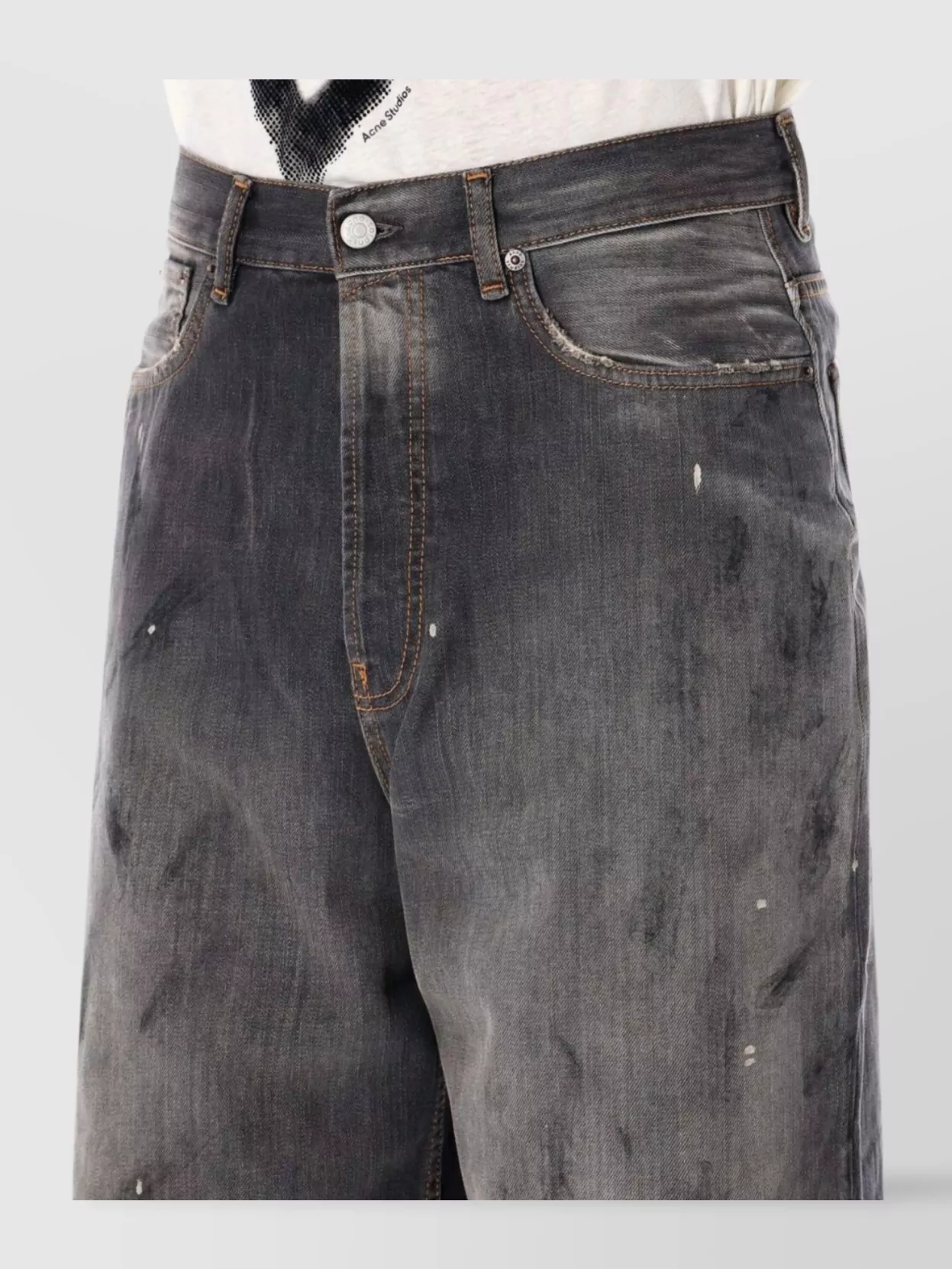 Acne Studios Distressed Five-Pocket Faded Shorts With Belt Loops