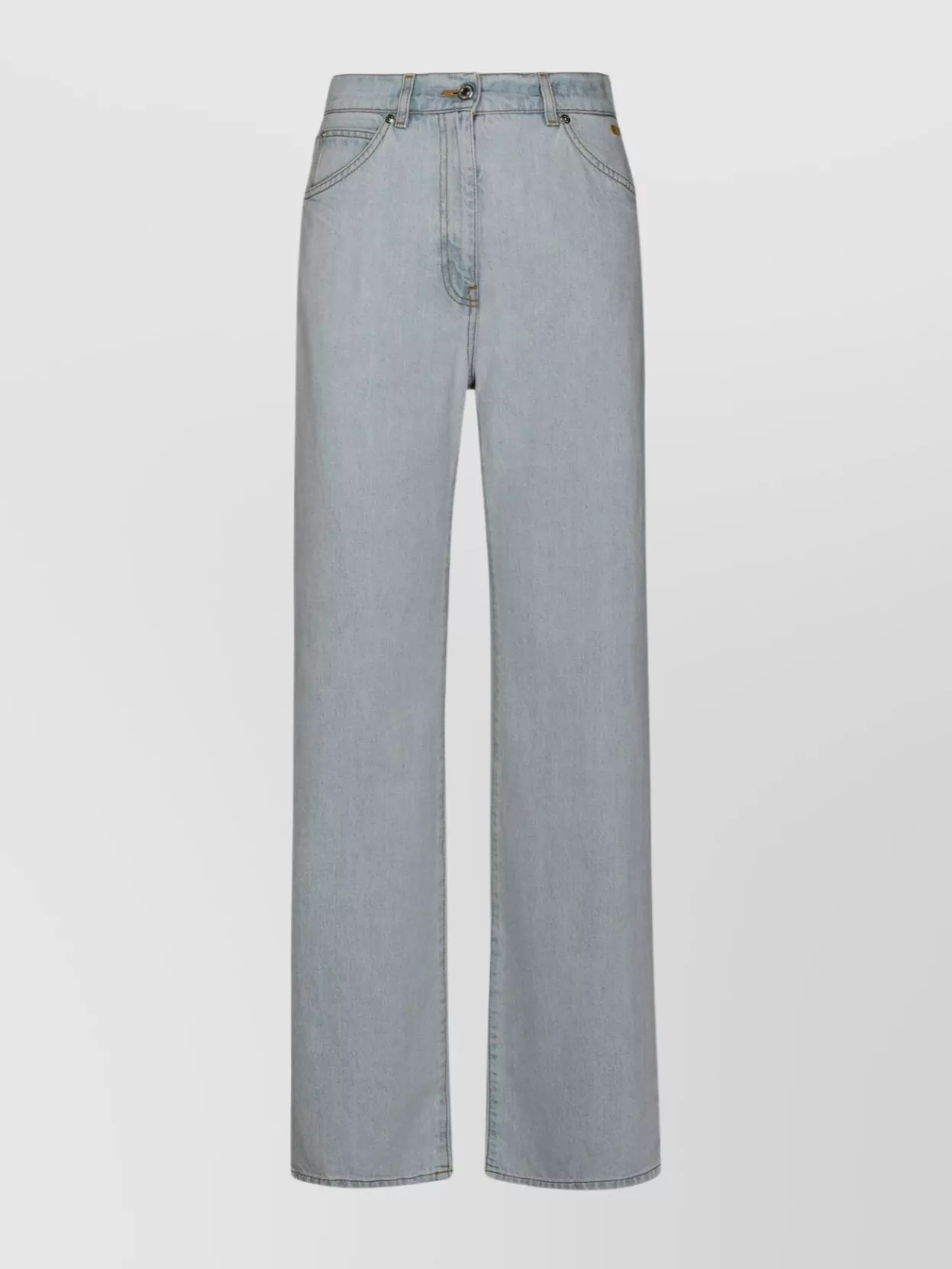Msgm Wide Leg Cotton Jeans With Contrast Stitching