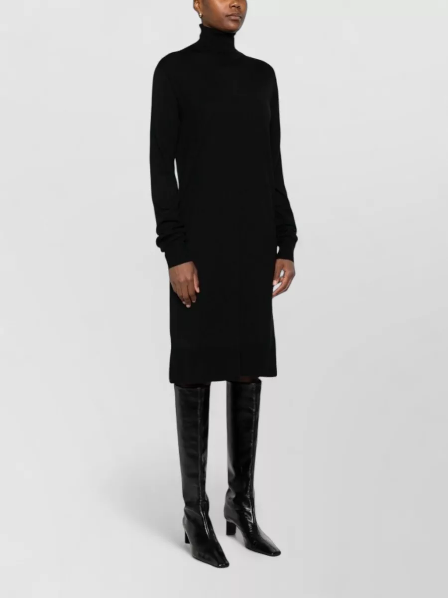 Totême Wool Silk Turtleneck Long-Sleeve Midi Knitted Dress