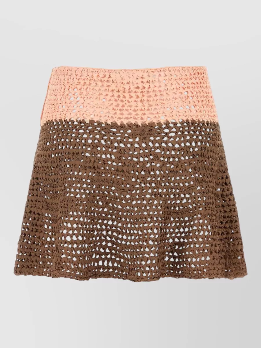 Loewe Paula's Ibiza Silk two-tone crochet mini skirt