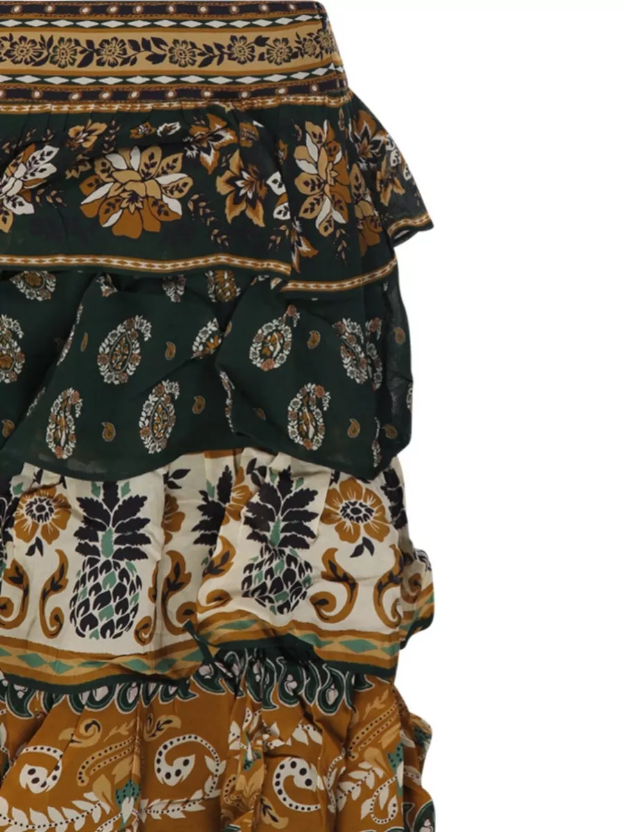 Farm Rio Printed Ruffled Maxi Skirt