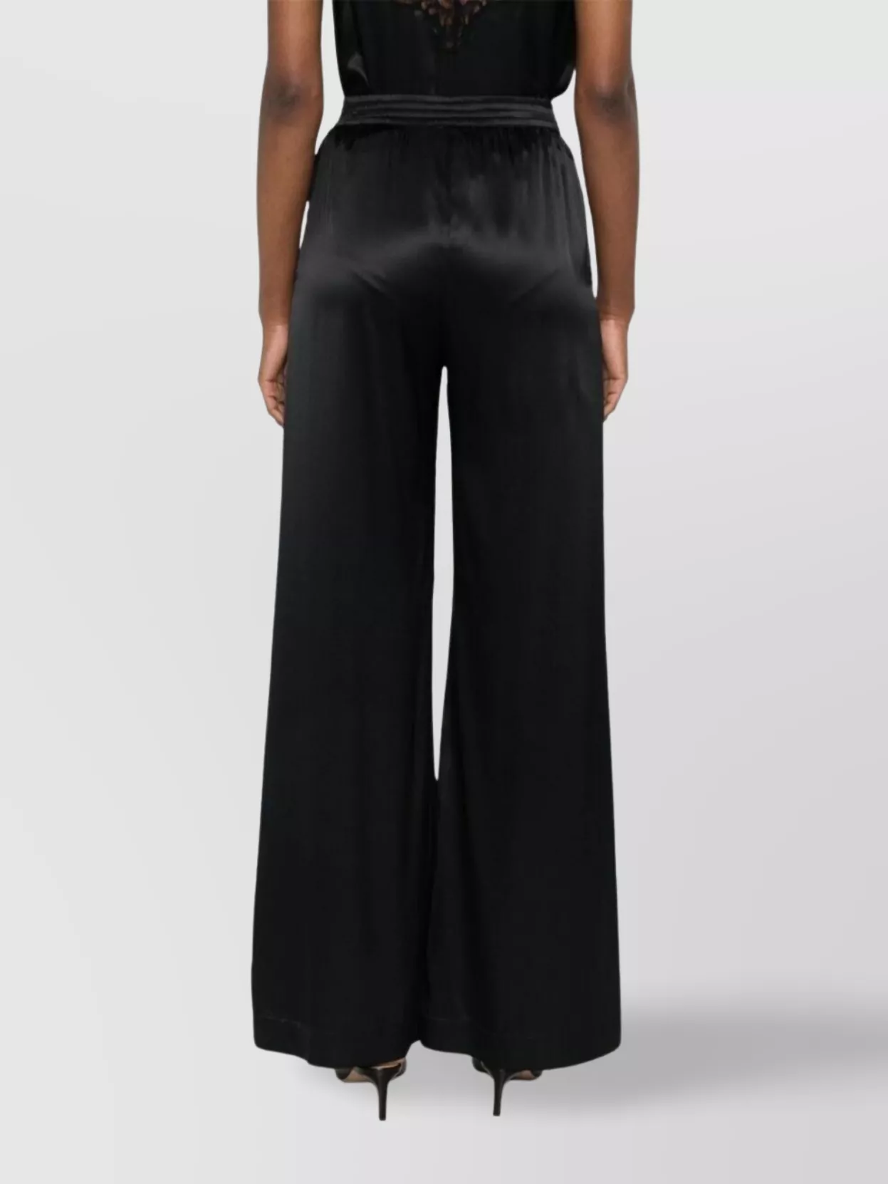 Ermanno Scervino Wide-Leg Satin Trousers Elastic Waistband