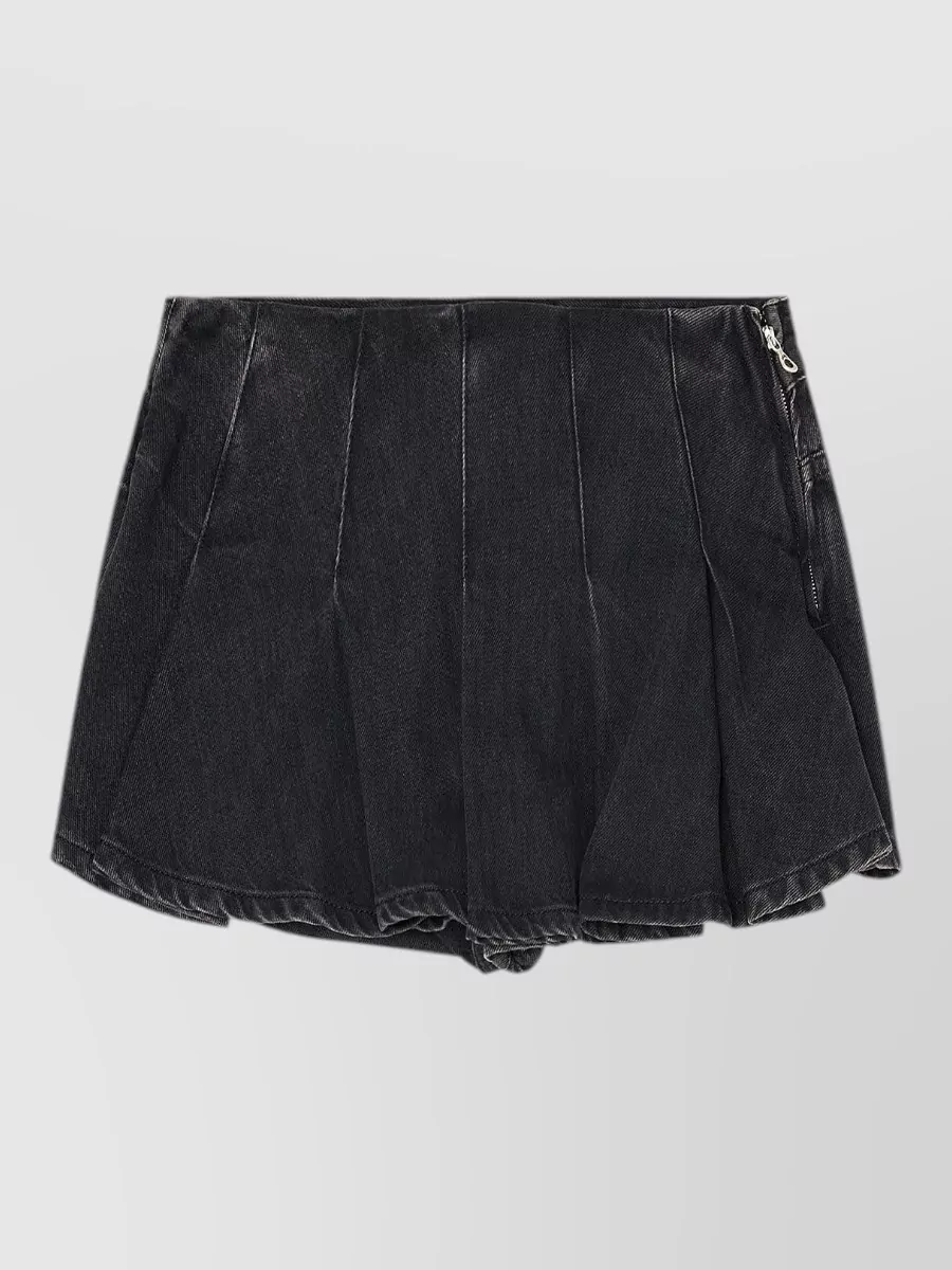Diesel pleated denim mini shorts