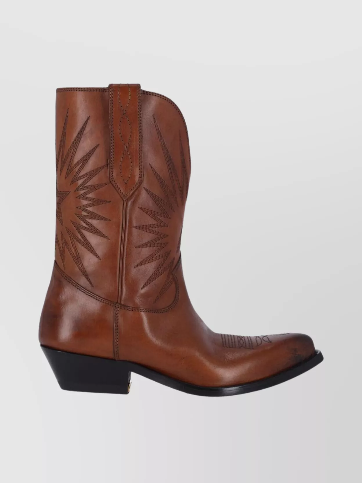 Golden Goose Stylish Cuban Heel Ankle Boots With Embroidery