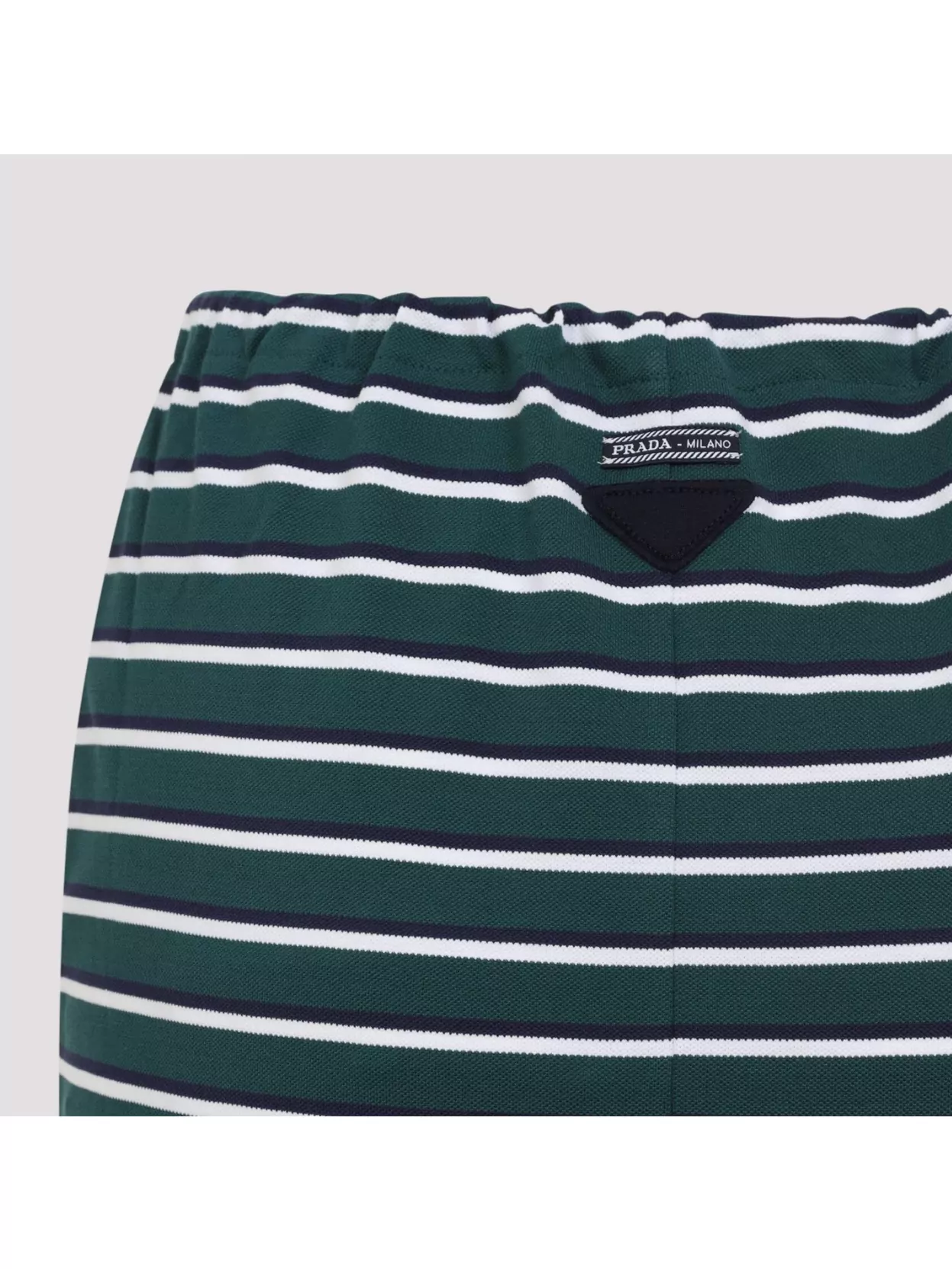 Prada Piquet Cotton Skirt Signature Patch In Blue