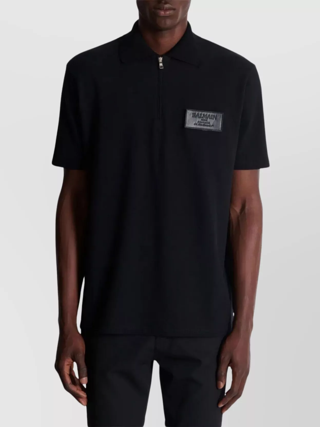 Balmain Couture Label Zipped Polo Shirt