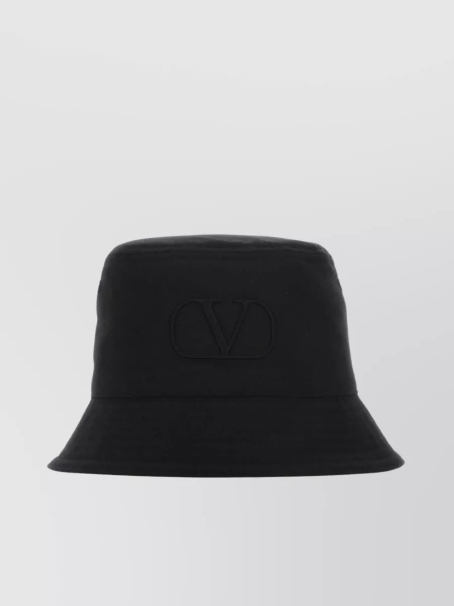 Shop Valentino Stitched Brim Cotton Hat In Black