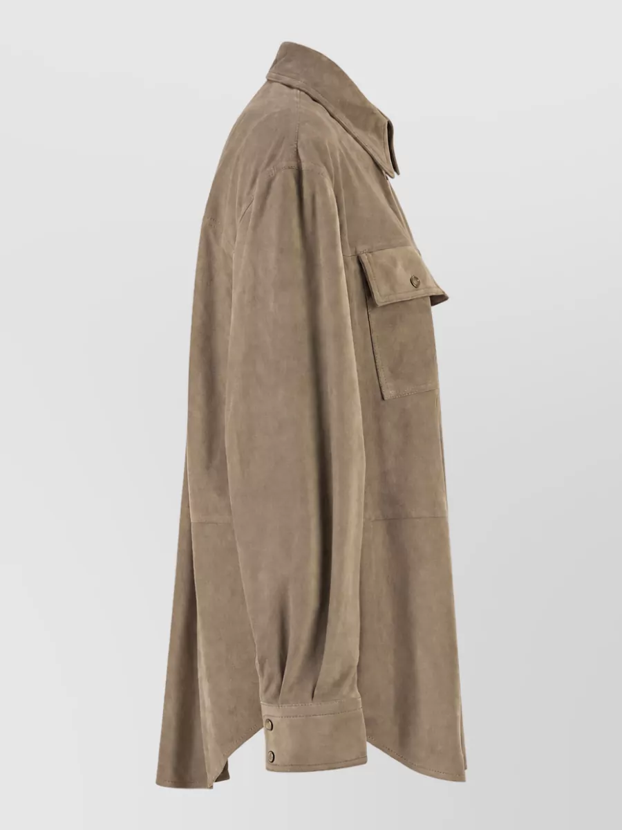 Brunello Cucinelli Suede Fitted Jacket