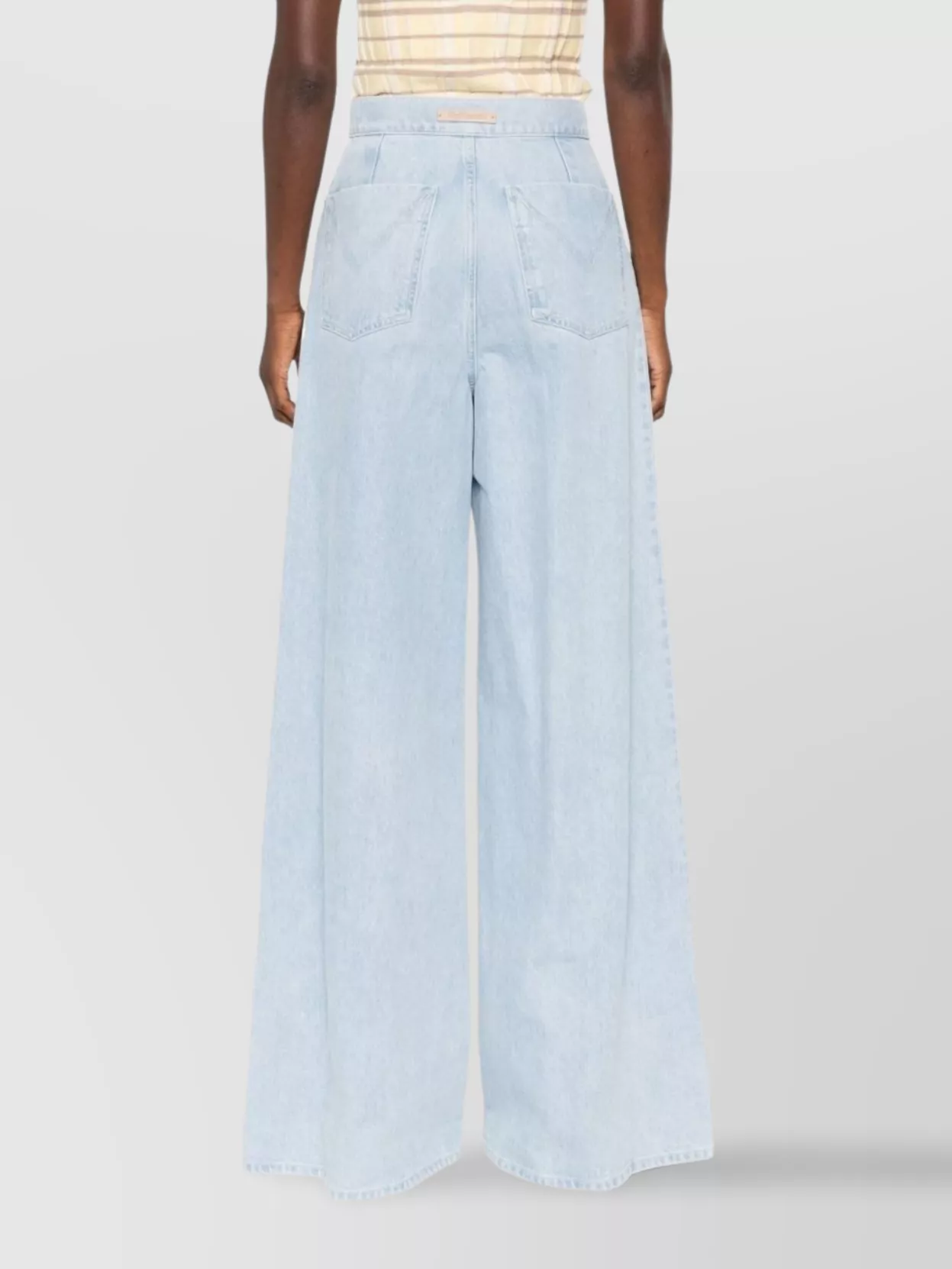 Max Mara Wide-leg High-waisted Light Blue Denim Trousers In Blue