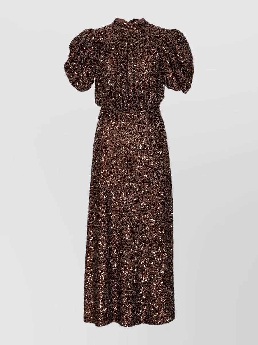Rotate sequin short-sleeve maxi dress