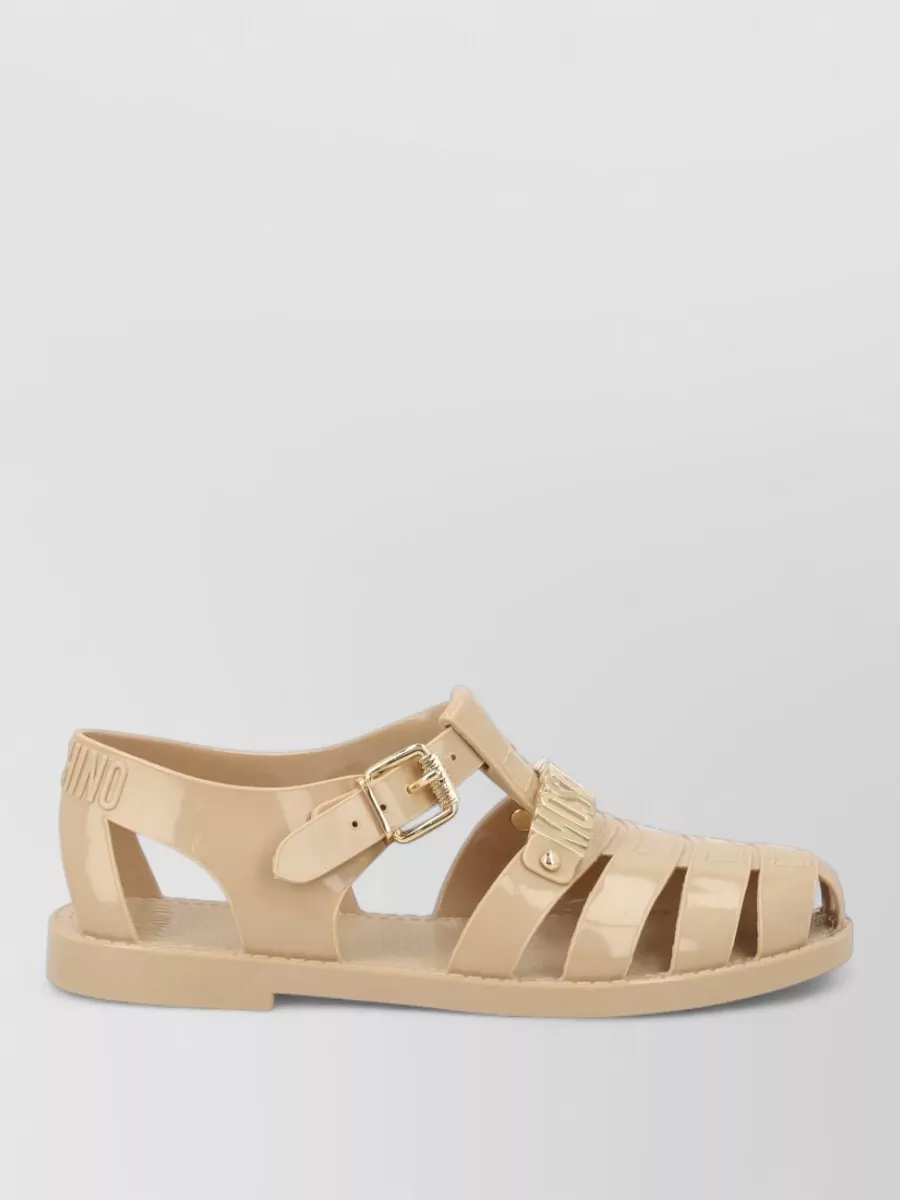 Moschino Logo Appliqué Jelly Sandals