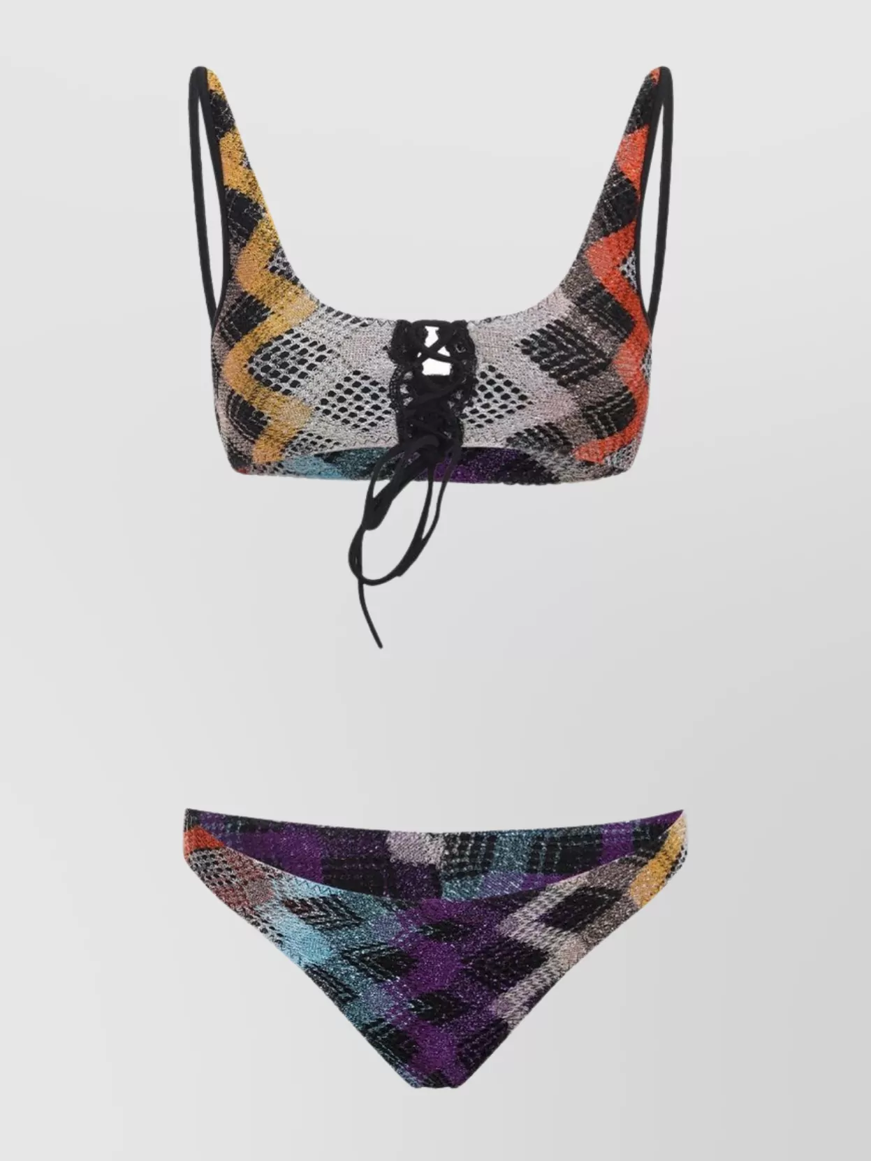 Missoni Chevron Bikini Scoop Neck Viscose Blend In Multi