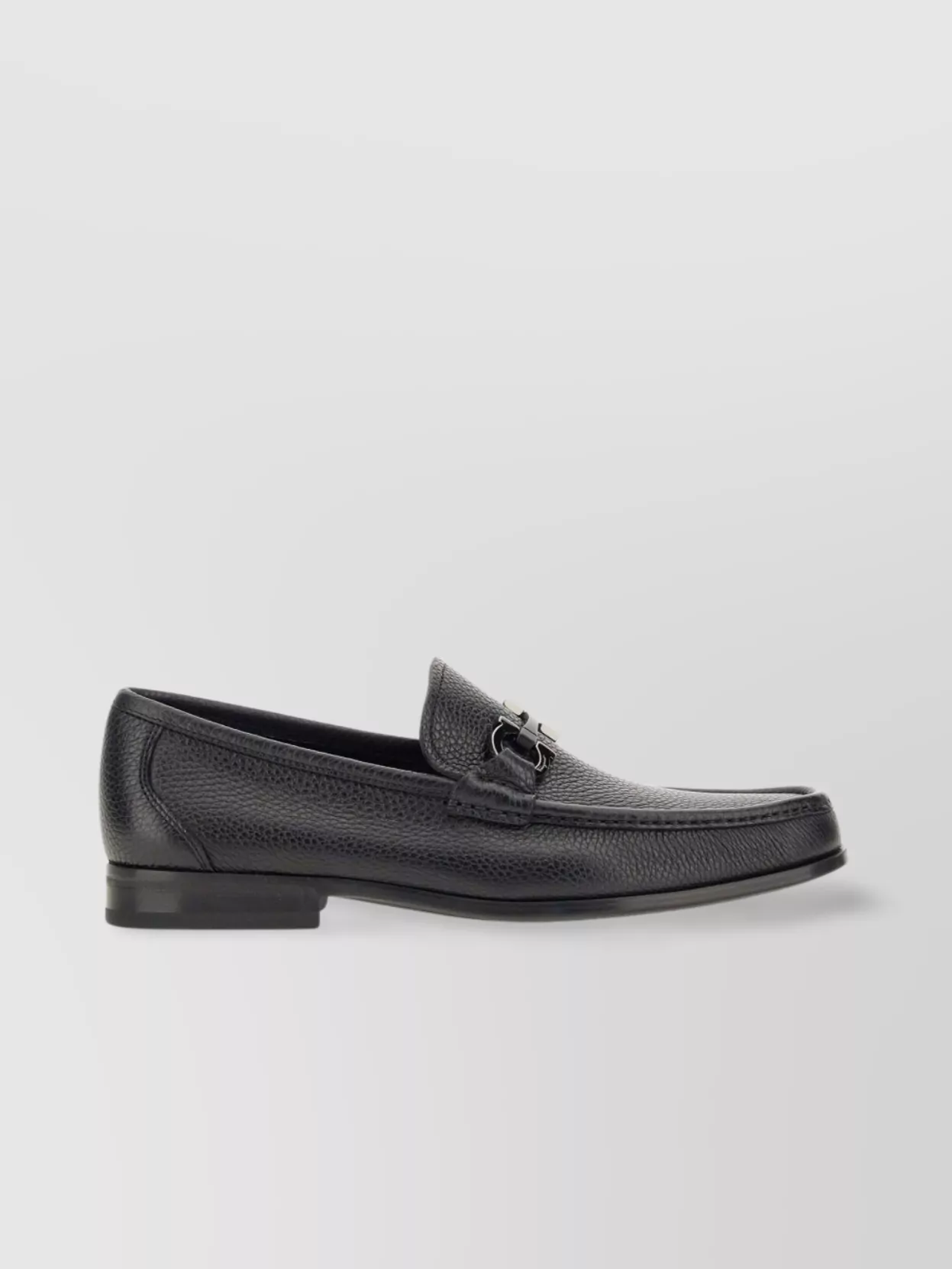 Ferragamo Gancini Buckle Textured Leather Loafers