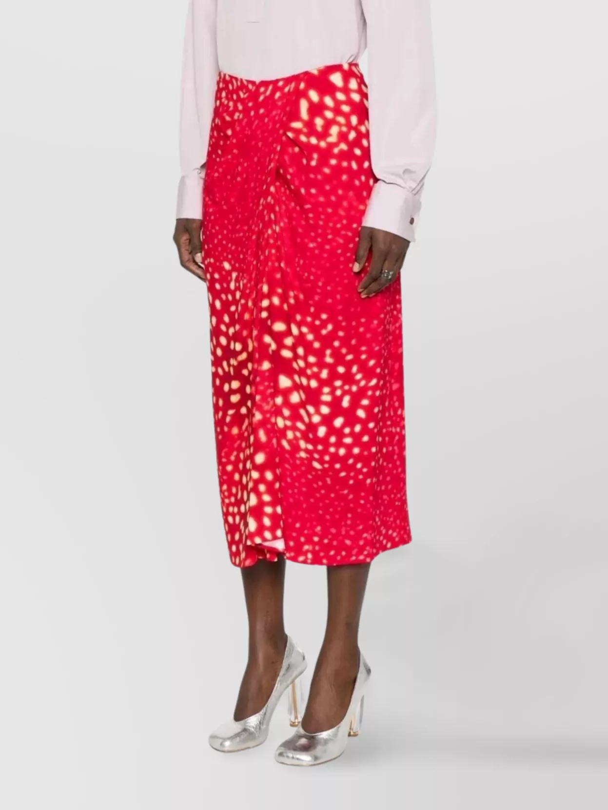 Dries Van Noten High Waist Midi Skirt With Wrap Design