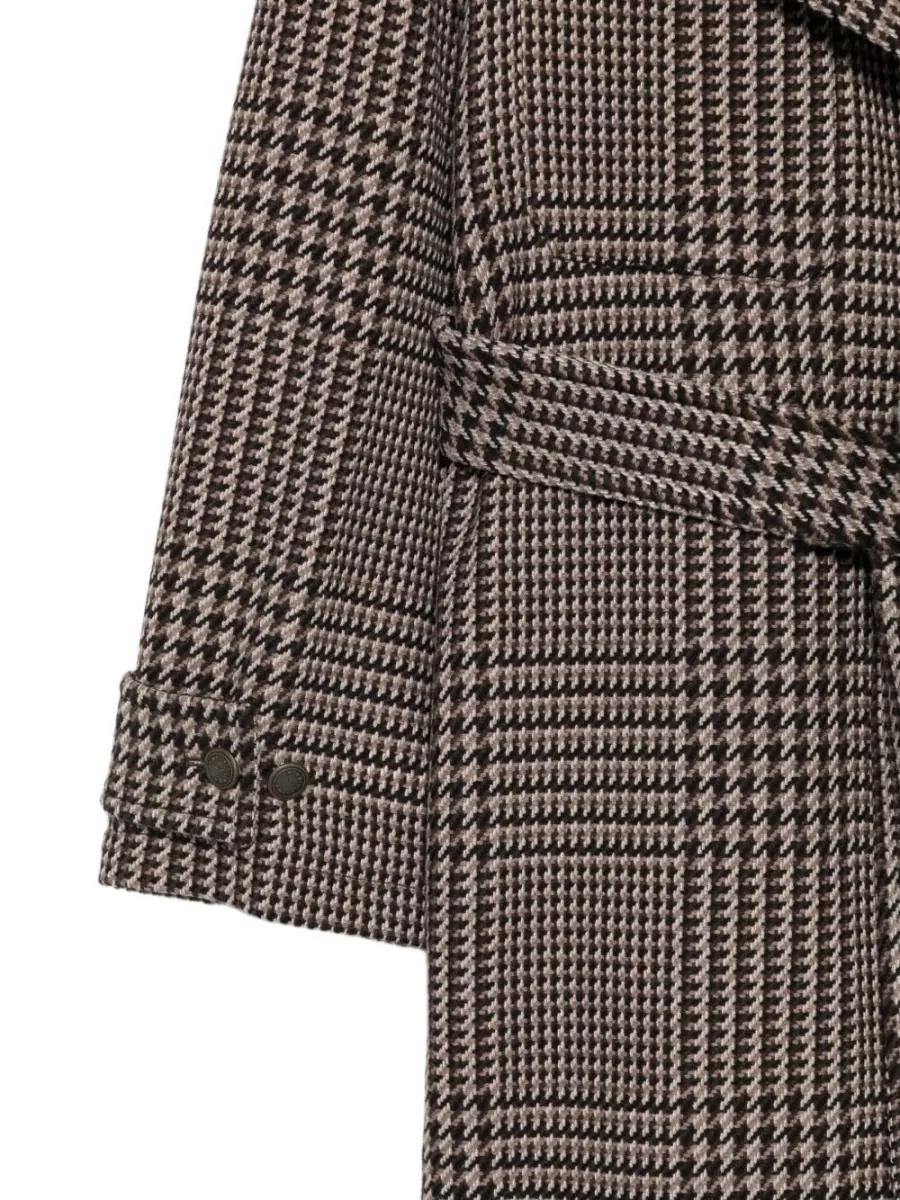 Emporio Armani Prince of wales check double-breasted belted jacket