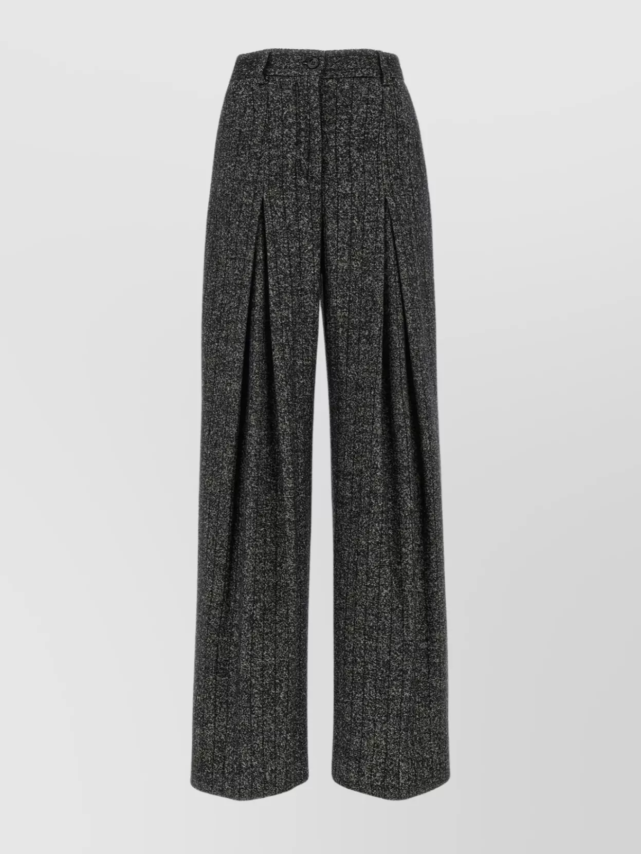 Dolce & Gabbana Wool Trousers With Back Pocket And Pleated Design In Black
